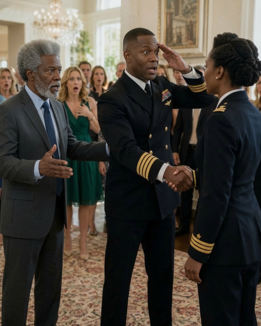 My dad said it was embarrassing to introduce me to my sister’s fiancé, a Navy SEAL commander, but when he shook my hand, stepped back, and saluted me as “admiral, ma’am,” everyone went silent…