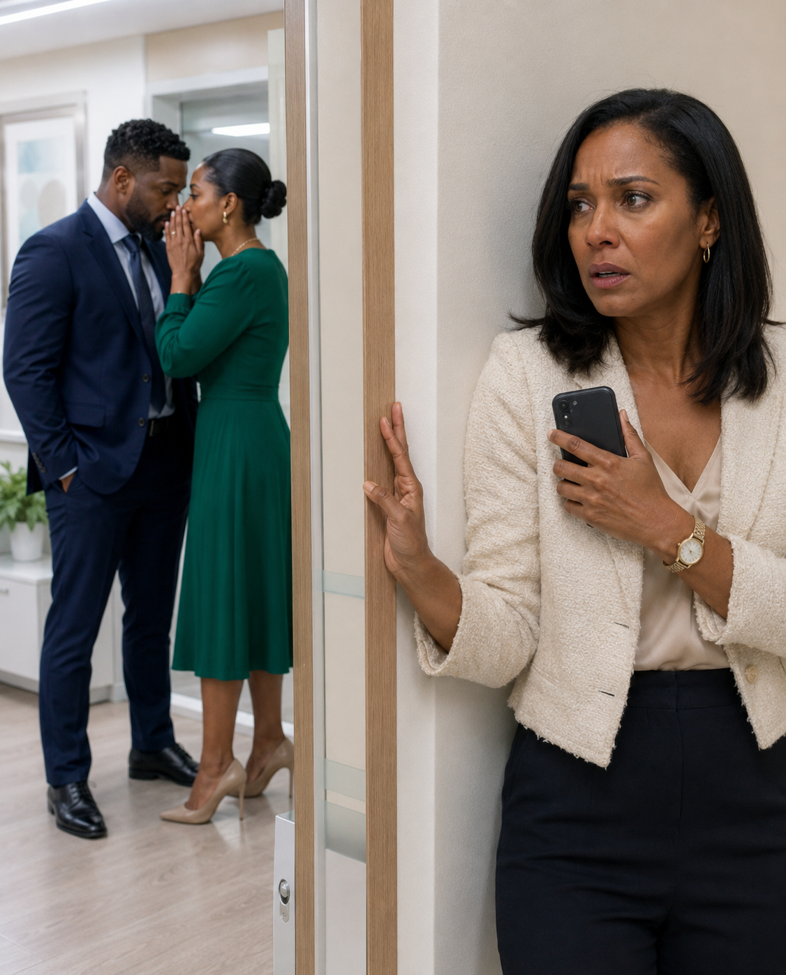 I woke up in the company medical room after collapsing, only to hear the secretary whisper, “Are you sure she took it?” Then my husband laughed and said, “Relax. By tomorrow morning, everything will be ours.”