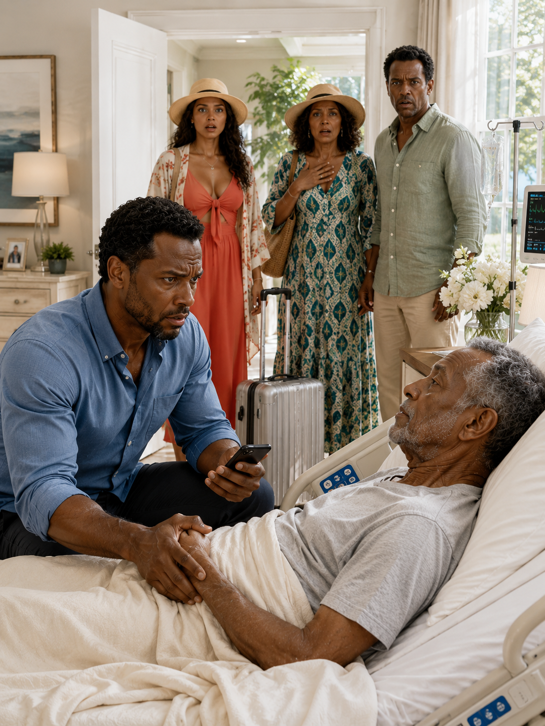 My Wife Left for a Luxury Resort with Her Parents, Leaving Her Grandfather Locked in a Room Without Water and on the Verge of D:ea:th. When I Tried to Call an Ambulance, He Grabbed My Wrist and Whispered, “Look Under the Dresser.”