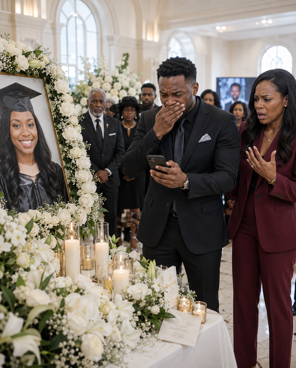 During his deceased daughter’s mass, he received a message: “Dad, I’m graduating tomorrow”… and his wife tried to take his phone away.