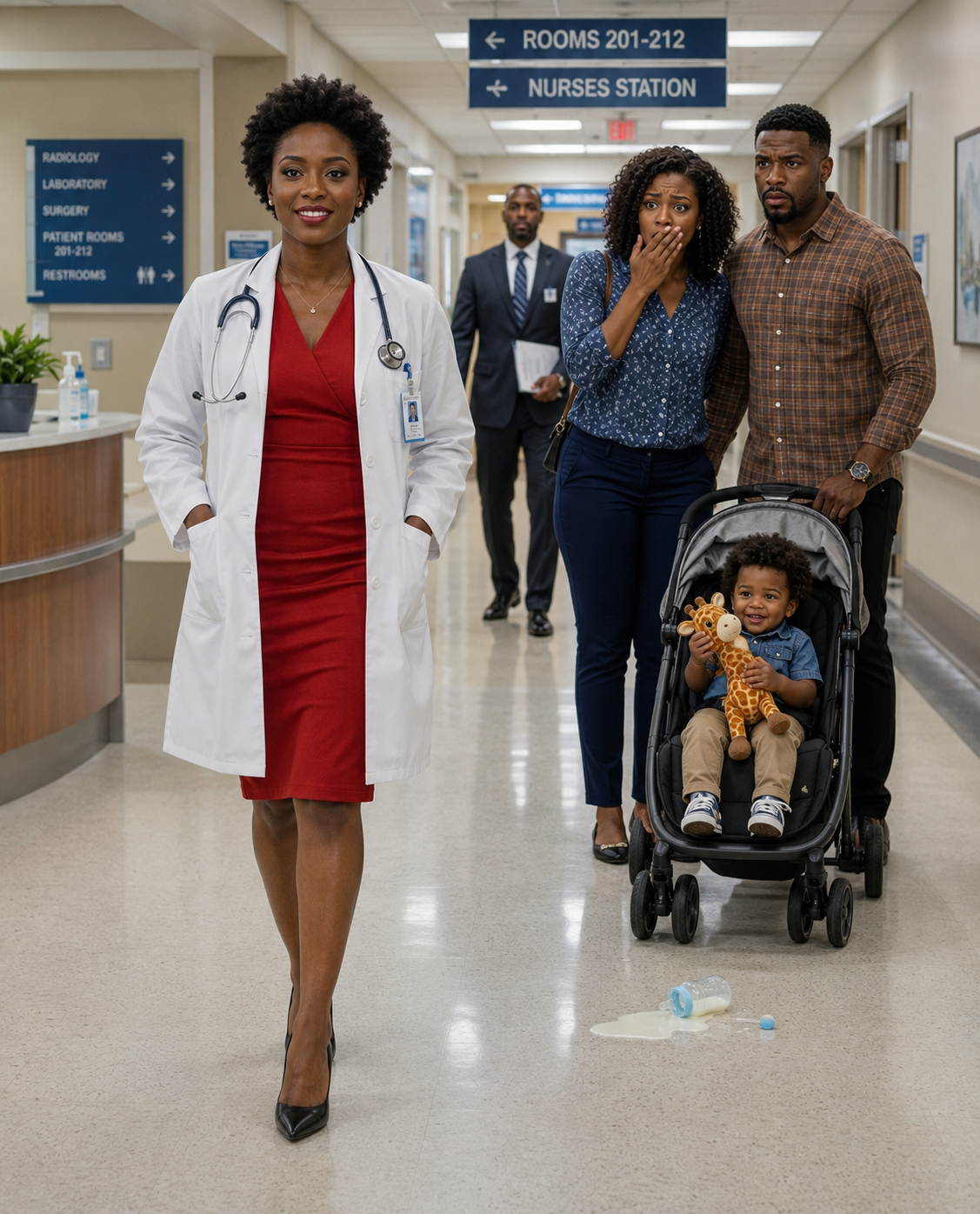 One year after my divorce, I ran into my ex-husband in the pediatric wing of the hospital where I worked. He proudly introduced the one-year-old son he had with my former best friend, expecting me to fall apart in front of everyone. Instead, I smiled and quietly said, Really? Five minutes later, my attorney stepped off the elevator—and the sound of a baby bottle hitting the floor was the first crack in the life they thought they had stolen from me.