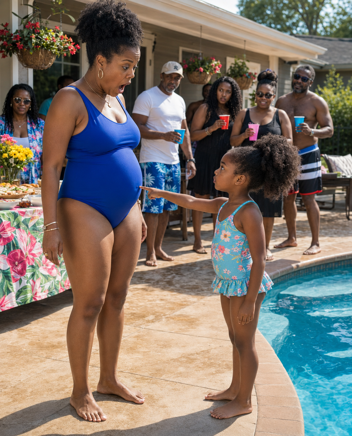 At My Daughter Third Birthday Pool Party, She Pointed at My Stepmom's Belly and Said, 'Daddy's in There' – I Laughed Until I Saw What She Was Really Pointing At