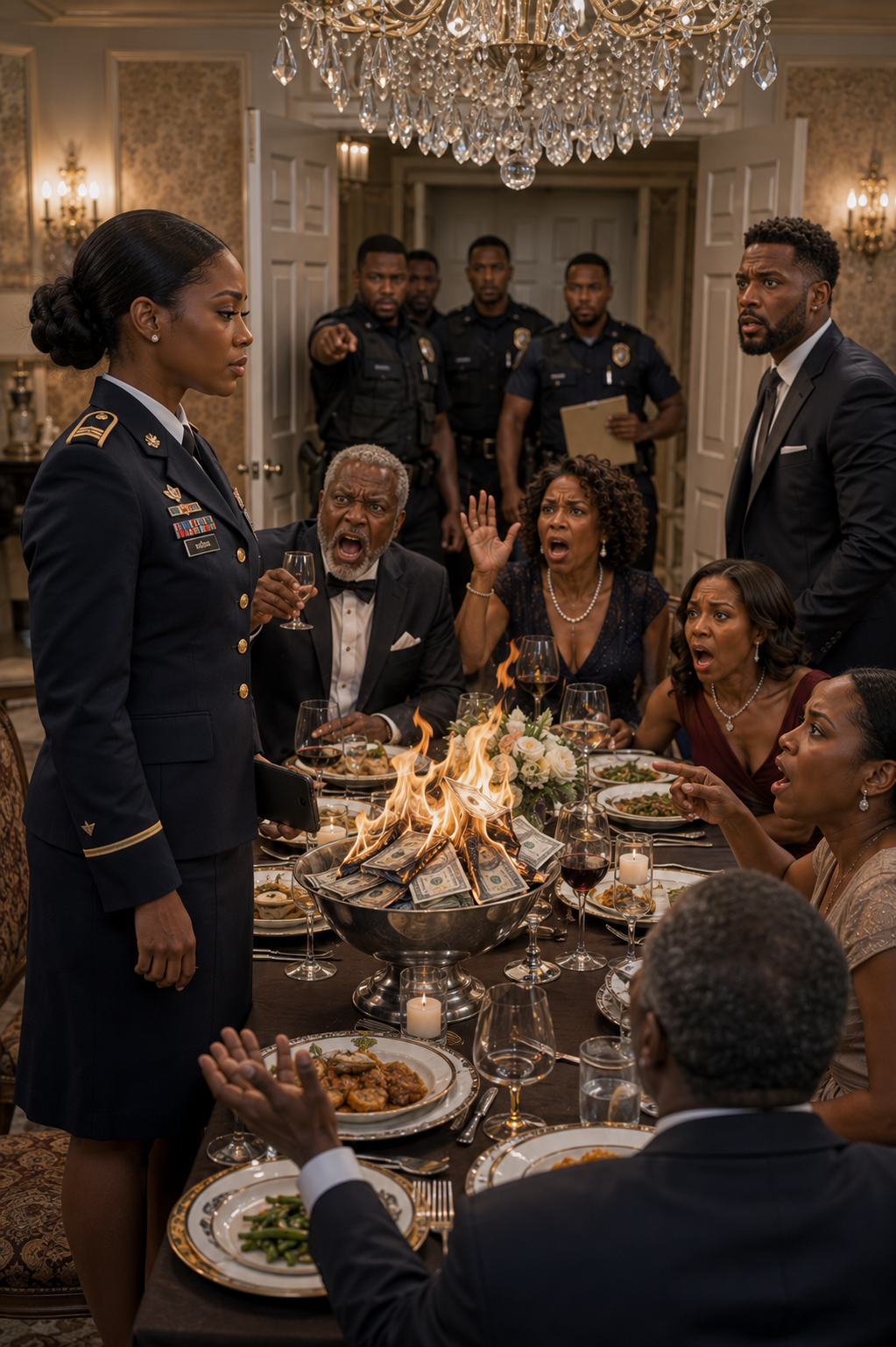 At the family dinner, Dad tapped his beer glass and demanded I take the fall for Luke’s felony. “Cover for him, or I’ll leak your crazy PTSD files to everyone!” I just smiled, stood up tall in my Dress Blues, and hit “Execute.” That $15K bribery fund turned to ash the exact second three Federal agents kicked the front door wide open. Dad choked on his drink, staring at my uniform: “Wait… you’re the Pentagon Major arresting my son?!”