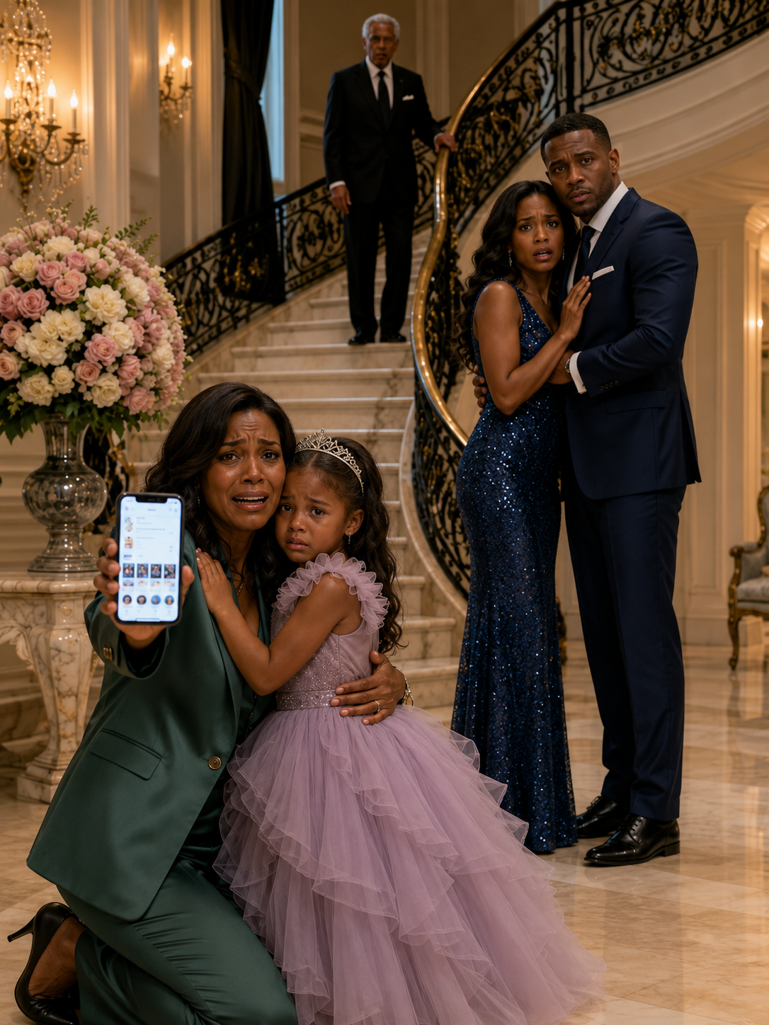 My husband’s mistress sla//pped my 5-year-old daughter 10 times in a row while he just stood by and watched coldly. Hours later at a billionaires’ gala, the entire room froze when my crying daughter hugged the wealthiest tycoon and screamed, “Grandpa… she is the one who h;;it me!”