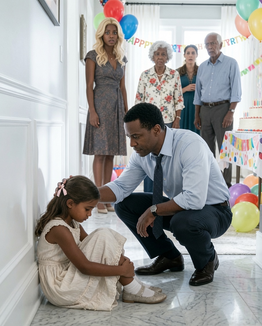 My 5-year-old daughter hid from her aunt during a family party and whispered to me, “Dad… do I have to apologize?” Minutes later, a simple test shattered the lie my parents were trying to hide.