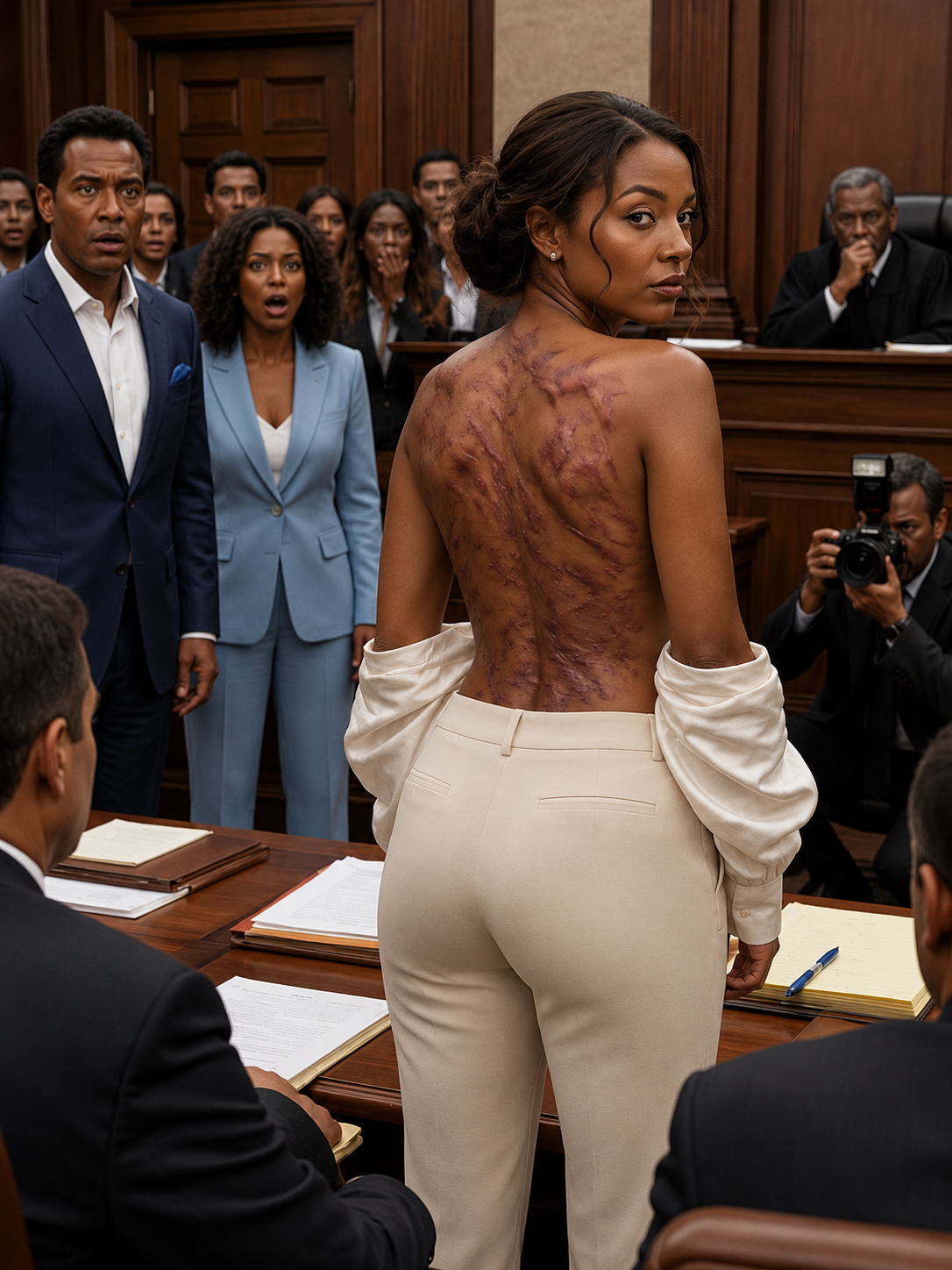My husband brought his mistress to our divorce hearing, convinced I’d leave with nothing—but the moment I took off my coat and revealed the scars on my body, the entire courtroom turned against him