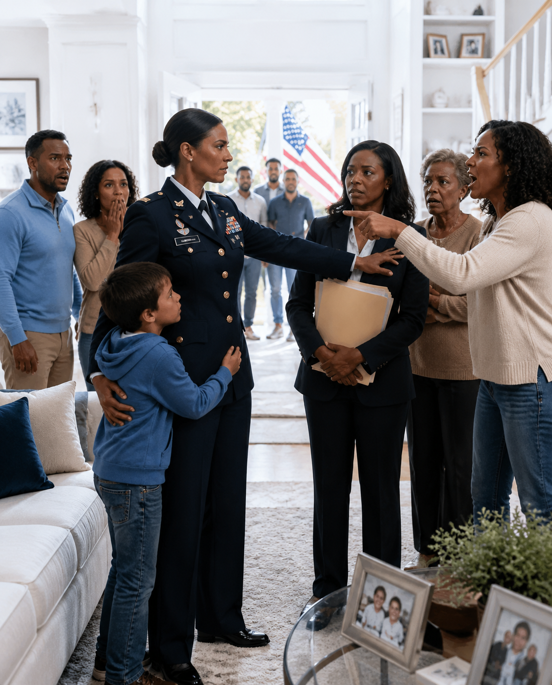 When Child Protective Services showed up to take my son, my sister couldn’t hide her smirk. She had spent months telling anyone who would listen that my Navy service made me an unfit parent. Instead of fighting back or arguing, I quietly handed the caseworker three folders. That single move changed everything.