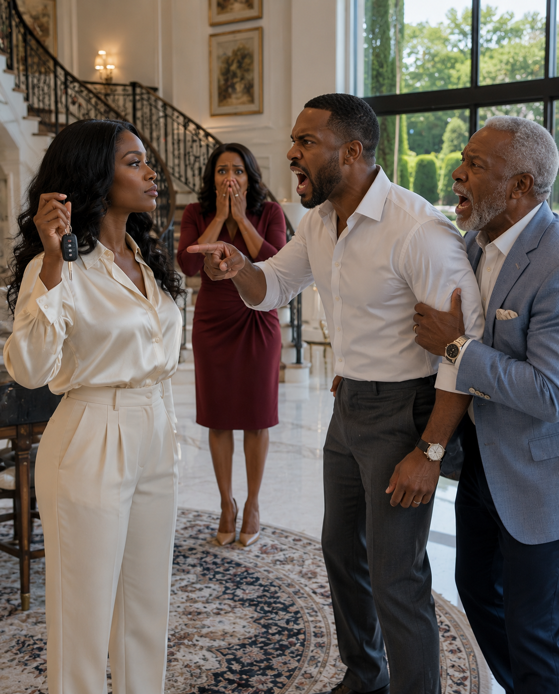 My father-in-law came to see the house my parents bought for me, but when my husband started giving rooms to his family and demanded the keys, one sentence made his dad go pale…