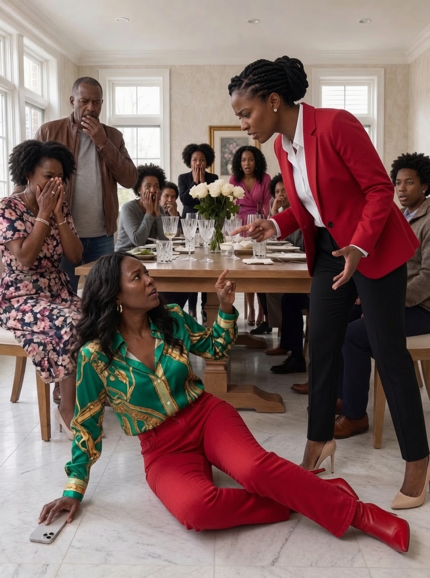 My Family Laughed As My Sister Knocked Me To The Floor And Harshly Shouted: “Eat On The Floor!” At My Father’s Birthday Dinner—They Stopped Laughing The Moment My Phone Vibrated.