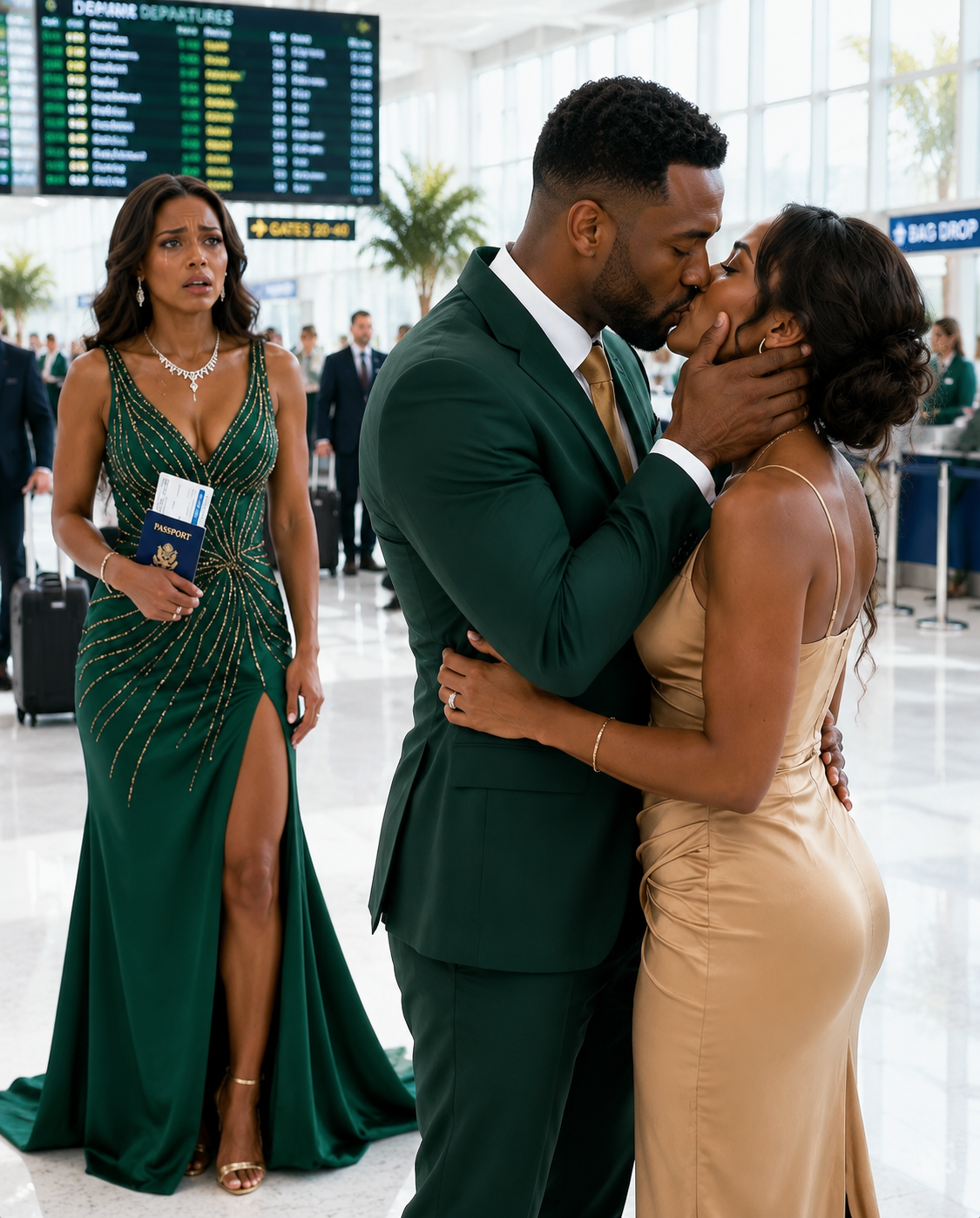 I went to the airport only to say goodbye to a friend. I never expected to see my husband there, embracing the woman he insisted was “only a coworker.” As I stepped closer, my heart pounding, I heard him murmur, “Everything is ready. That idiot is about to lose everything.” She laughed and answered, “And she won’t even know it’s coming.” I didn’t cry or confront them. I smiled. Because I had already prepared my own trap.
