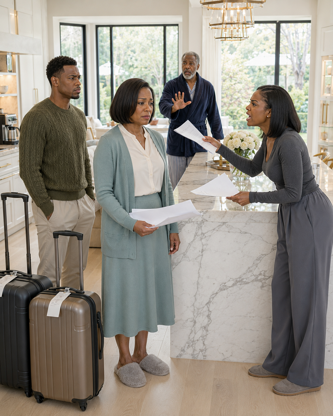 My husband’s daughter arrived late at night with her husband, two suitcases, and the confidence that our home was already hers. She handed me a list of chores while my husband stood silent. I felt humiliated, but I smiled and said, “Okay.” At 6 a.m., everything changed.