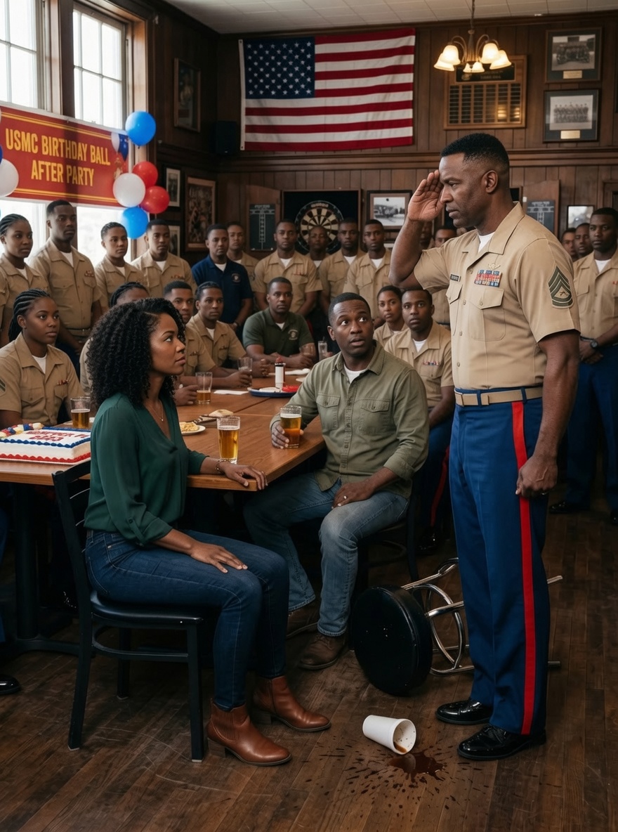 My brother raised his beer, smirked, and tried to humiliate me in front of his buddies: “Come on, sis, tell my Marines your call sign. What is it, Sparkle Six or Cupcake?” The room erupted in laughter. But when I calmly whispered my actual call sign—”Sticky Six”—the laughter died instantly. His gunnery sergeant dropped his coffee, slammed his stool back as he snapped to attention, and breathlessly muttered, “Ma’am.”