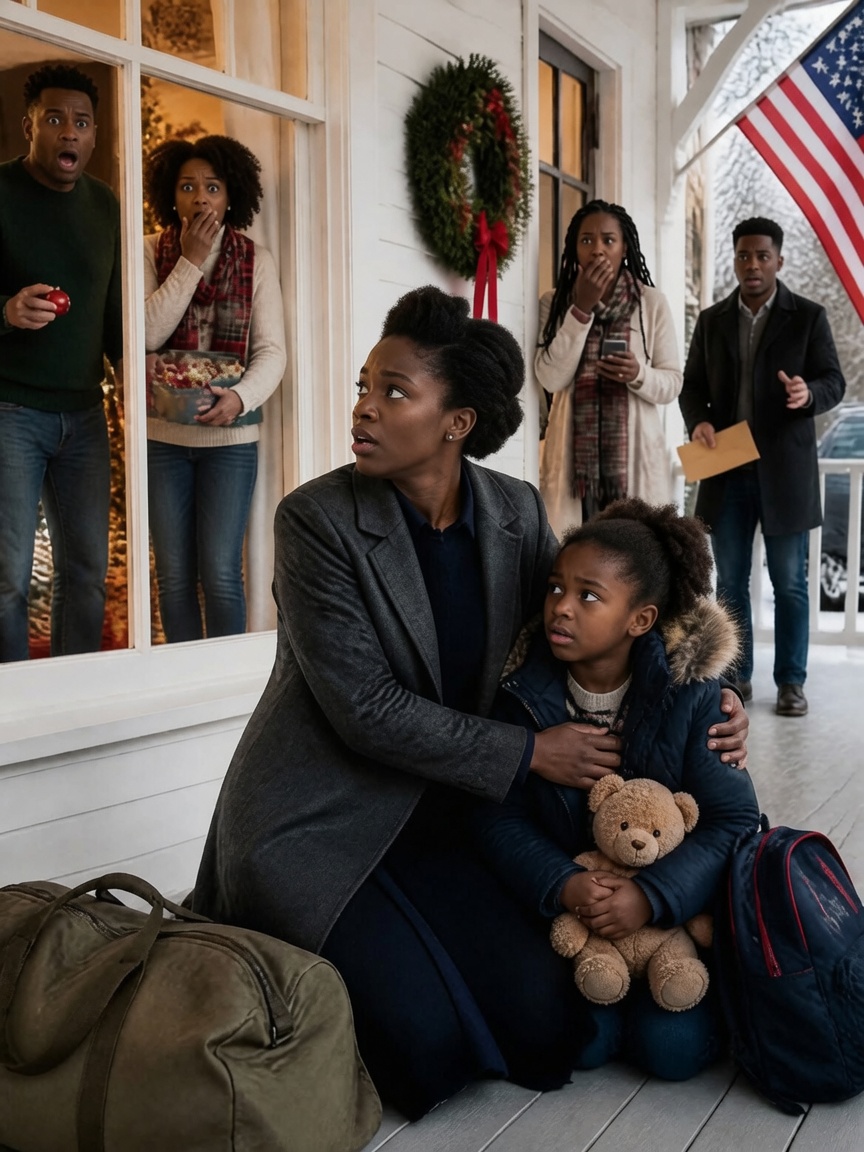 I returned from my military deployment early to surprise my family for Christmas, only to find my little girl sitting on the freezing porch, clutching her teddy bear. ‘Daddy said we don’t belong here anymore,’ she whimpered. Looking through the window, I saw him helping his mistress decorate our family Christmas tree. I didn’t bother knocking. I just scooped up my daughter and said, ‘Come with Mom.’ They had absolutely no idea they had just made the biggest mistake of their lives.