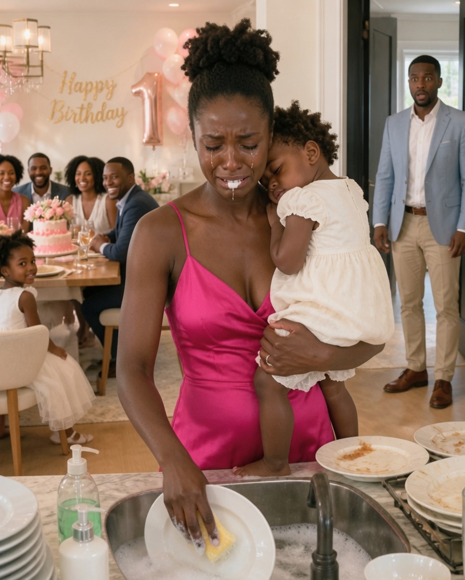 I came home early on my son’s first birthday expecting a celebration, only to find my mother hosting a seafood feast for nearly twenty relatives while my exhausted wife scrubbed dishes with our feverish baby in her arms. “I run this family,” my mother declared. I quietly set the birthday cake on the floor, unlocked a hidden folder on my phone, and within minutes the birthday party became the scene of a police investigation.