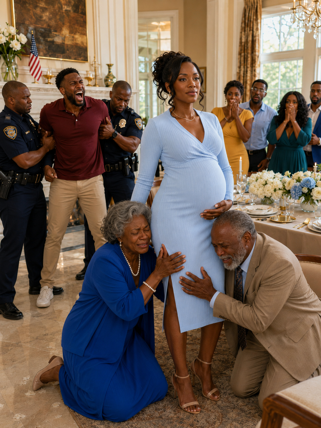 At Easter dinner, my mother-in-law made me cook for 20 people while I was seven months pregnant. When I finally sat down to eat, she shoved my face into my plate. “Sit up straighter!” she snapped, while my husband laughed like it was a joke. They thought I’d stay quiet. They had no idea this dinner was about to ruin them both
