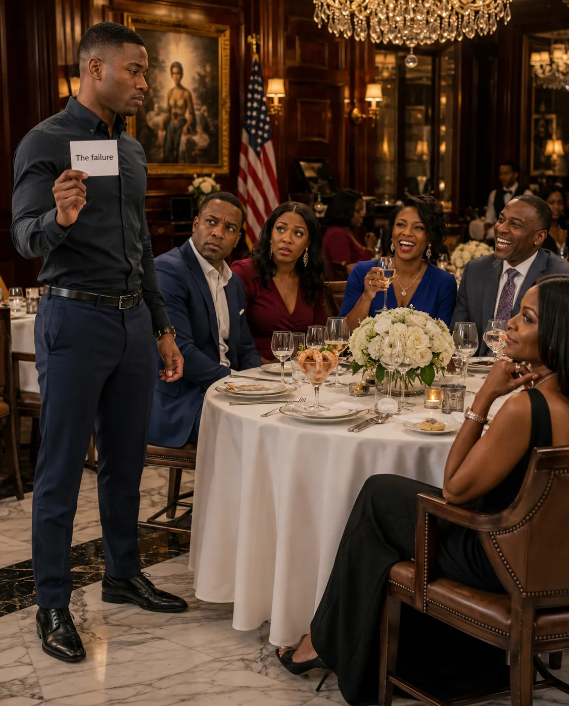 At my sister’s engagement dinner, my place card said “The failure.” Everyone laughed—except me. I raised my glass and said, “To family—the kind you learn to live without.”