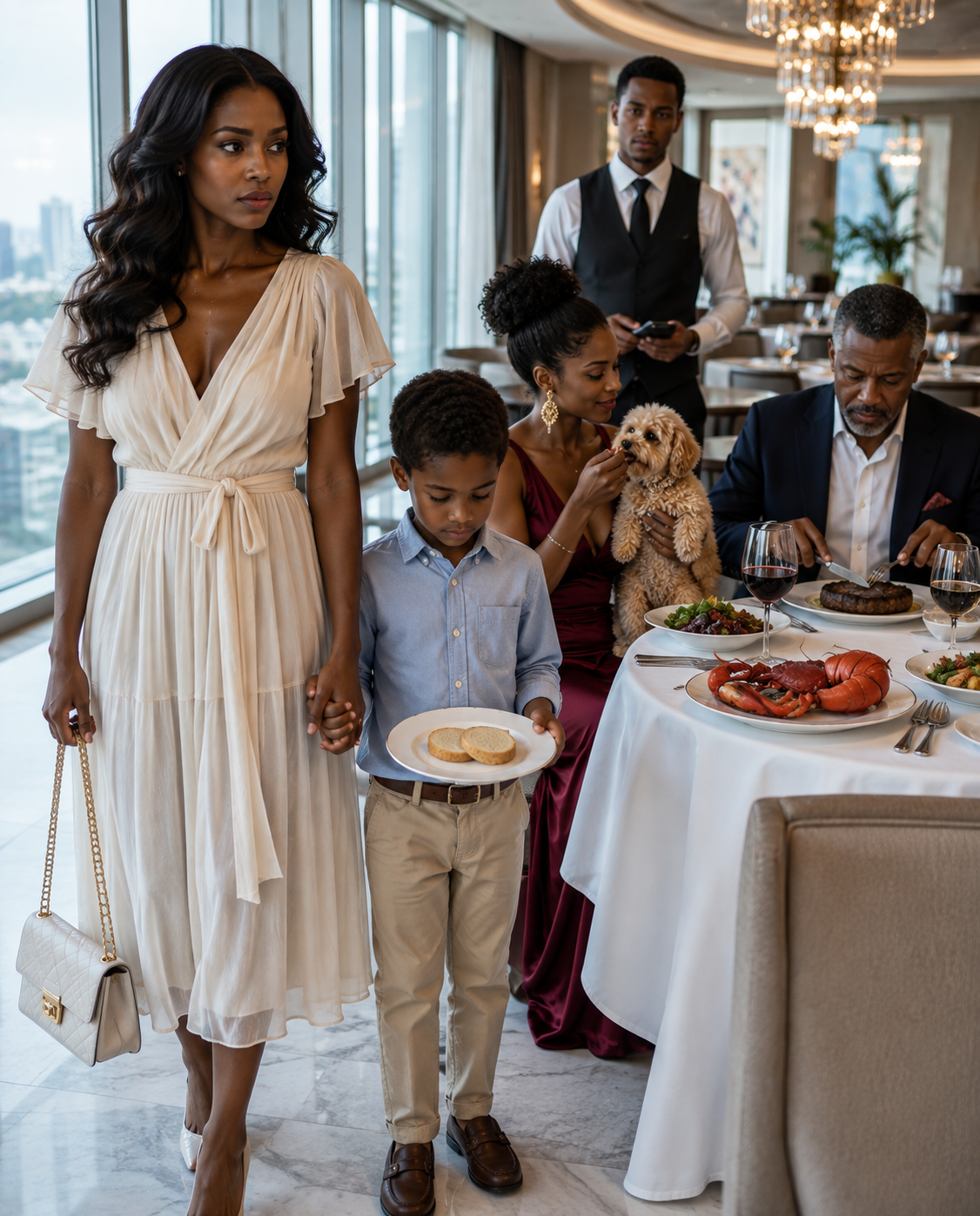 My family let my son and me sit without dinner while everyone else ate. “You should’ve brought food for him,” my father said. My sister handed us a basket of bread… forgetting I’d spent over $18,000 saving her life. I smiled and said, “I’ll remember this.” Three days later, one document destroyed everything they thought they owned.