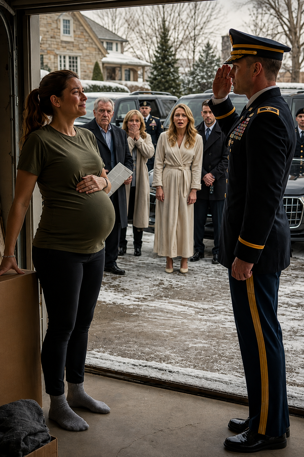 Only a few hours after my husband’s military funeral, my own family looked at my pregnant stomach and decided I should sleep in the freezing garage so my sister’s wealthy husband could take over my bedroom.