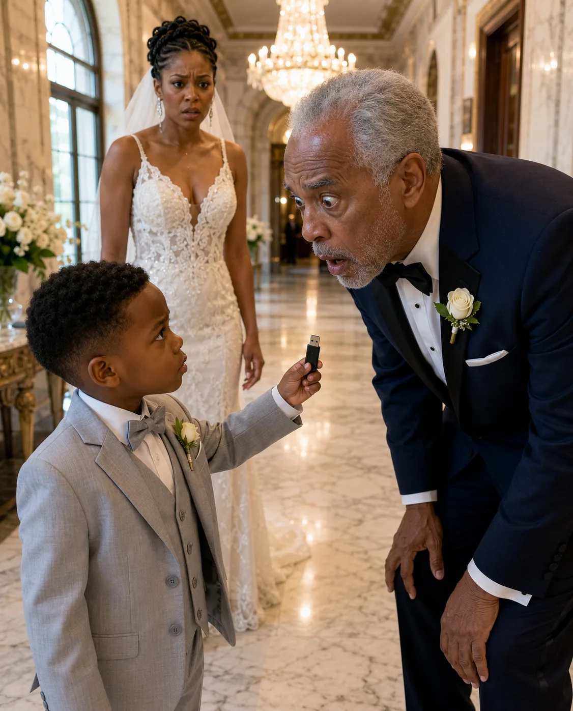 I Was About to Marry My Mistress, 30 Years Younger Than Me. Just Before I Walked Down the Aisle, My 3-Year-Old Grandson Grabbed My Hand and Whispered, “Grandpa, She Hit Mommy.” Then He Pointed at My Young Bride-to-Be and Pulled a USB Drive From His Pocket. What I Saw on That Drive Exposed a Lie That Could Destroy the Woman I Was About to Marry.