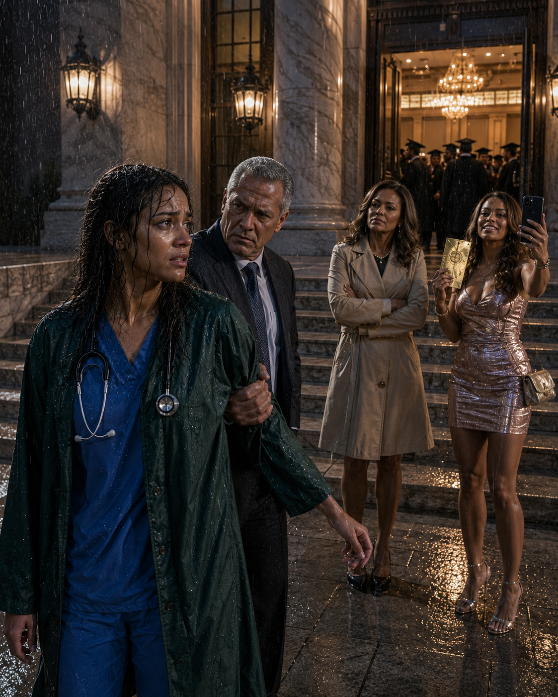 My Father Handed My Only VIP Graduation Ticket to My Stepsister, Called Me Worthless, and Left Me Standing Out in the Rain—Minutes Later, the Whole University Stood Up to Honor the Daughter He Never Truly Valued