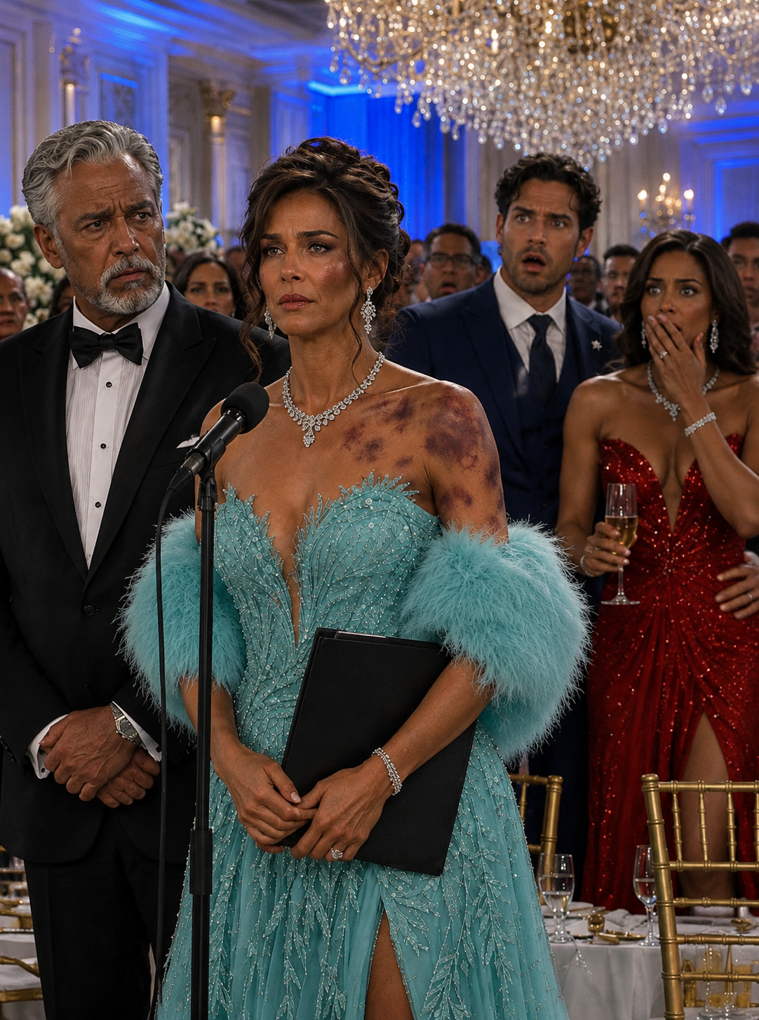 At his company party, my husband struck my shoulder and whispered, “Go home. She belongs beside me tonight.” His mistress stood nearby in a tight red gown, pretending not to hear. I adjusted my dress and said, “No. I think I’ll stay for the announcement.”