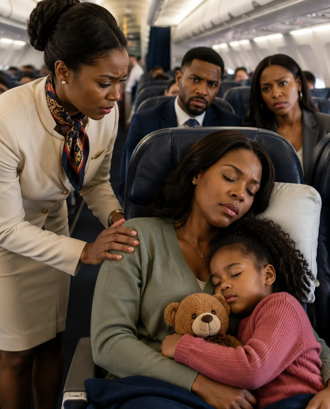 A Single Mom Was Sleeping in Seat 8A—Until the Captain Asked Over the Intercom, “Is There a Fighter Pilot on Board?”