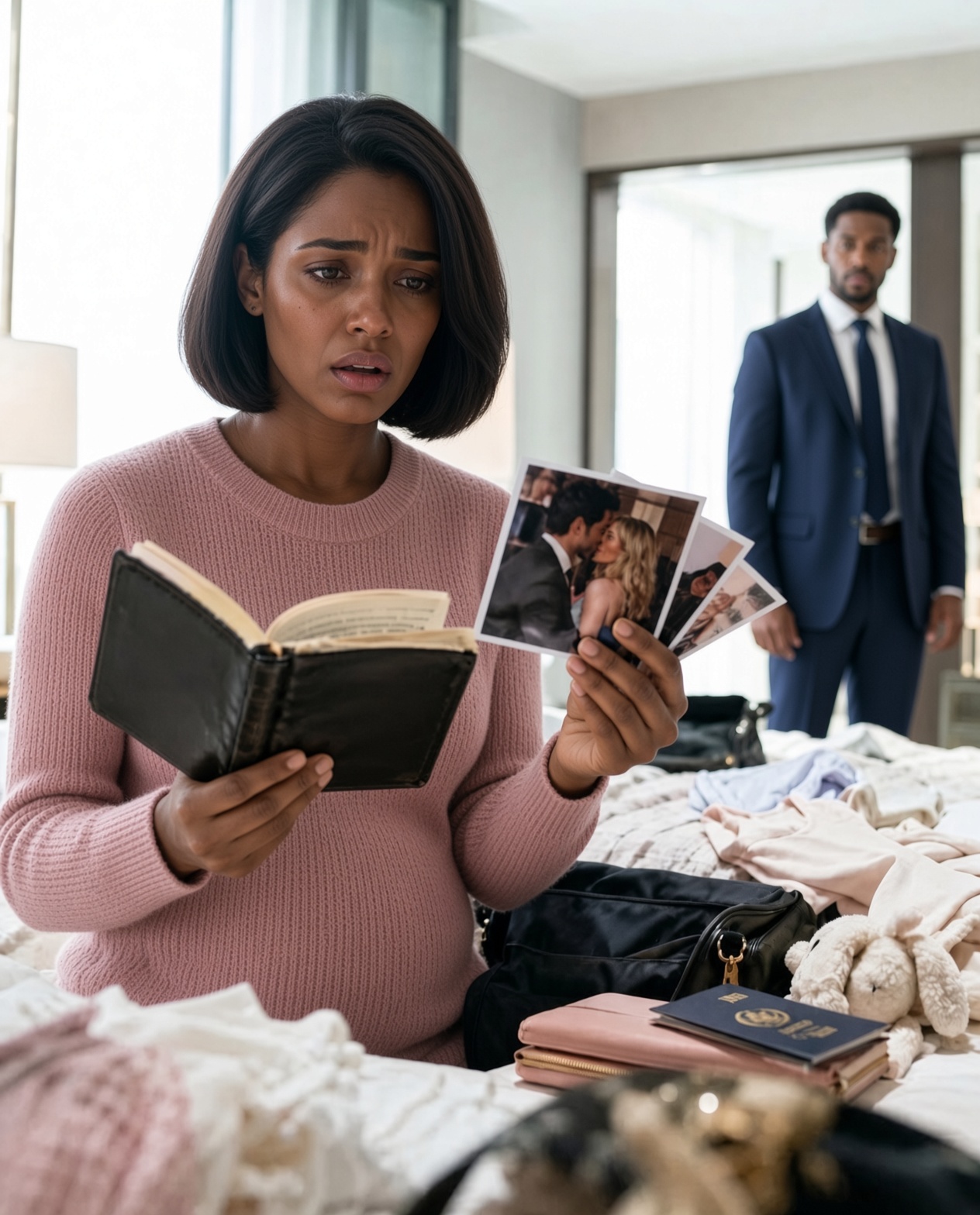 While packing my hospital bag, I discovered my CEO husband’s hidden diary—filled with private photos and handwritten notes about the woman he never stopped loving. That night, I quietly headed for the airport. By sunrise, he was completely unraveling.