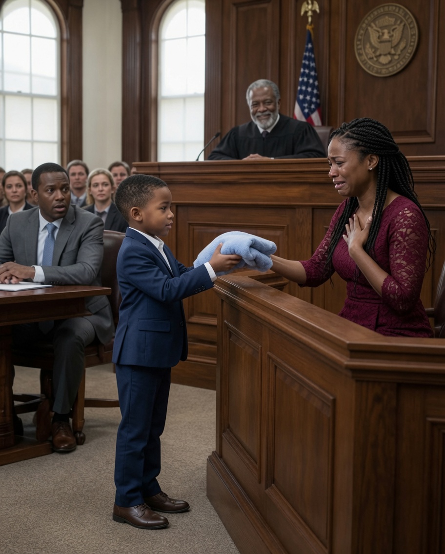 My ex-husband bankrupted me, got me fired, and starved us. In family court, his lawyer held up a photo of our 8-year-old son in a dirty shirt to steal full custody. “She can’t even provide clean clothes. She’s an unfit mother,” the lawyer sneered. Wearing a $10k watch, my wealthy ex smirked, thinking I was broken. But he never expected my 8-year-old to stand up. My boy lifted the hem of that faded, “dirty” shirt and showed the judge something that made my ex turn ghost-white…