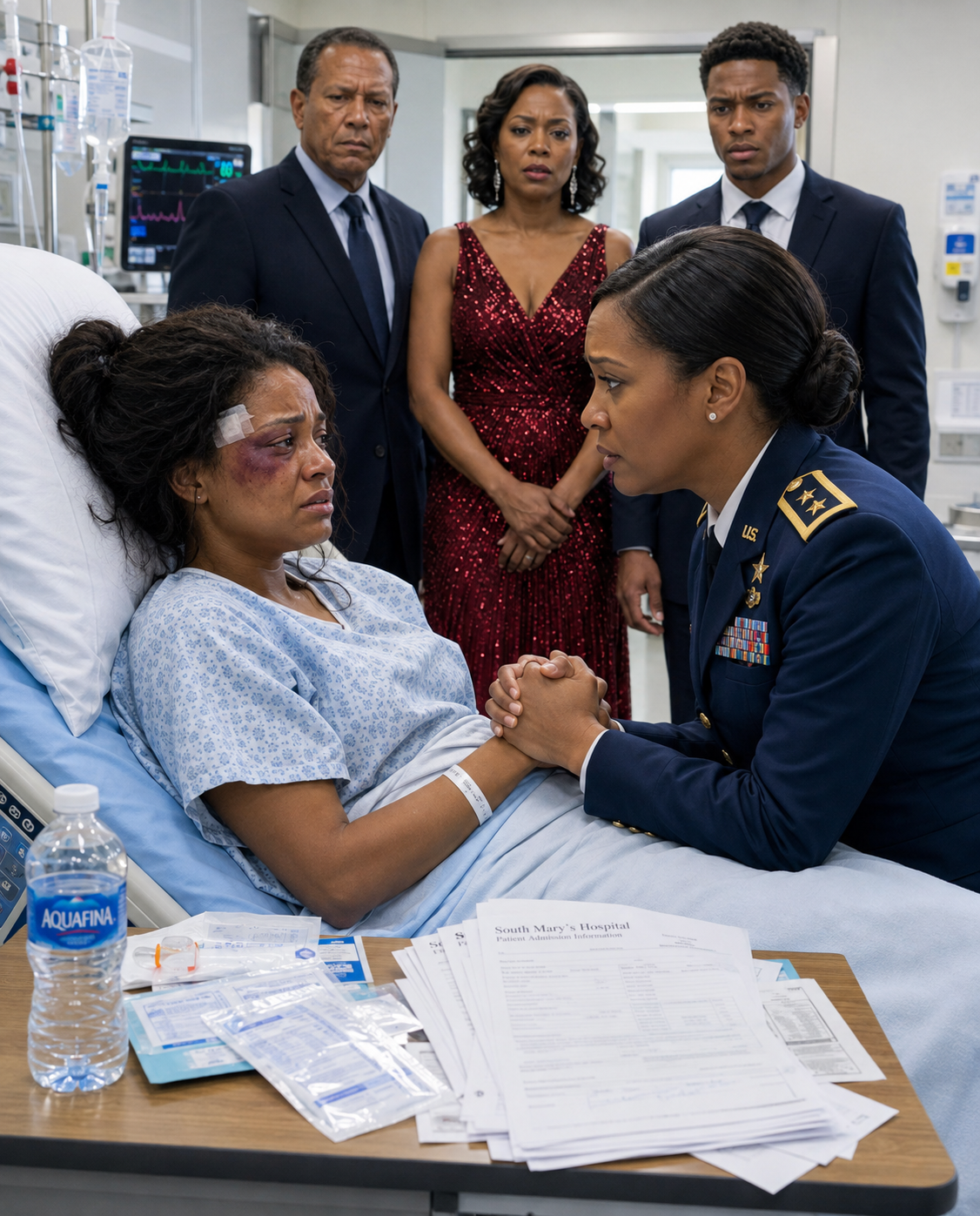 I RACED to a hospital in my Army dress uniform to comfort my injured daughter. I found her bruised and trembling. The family smiled. “Your rank doesn’t scare us.” They never knew silence was coming.
