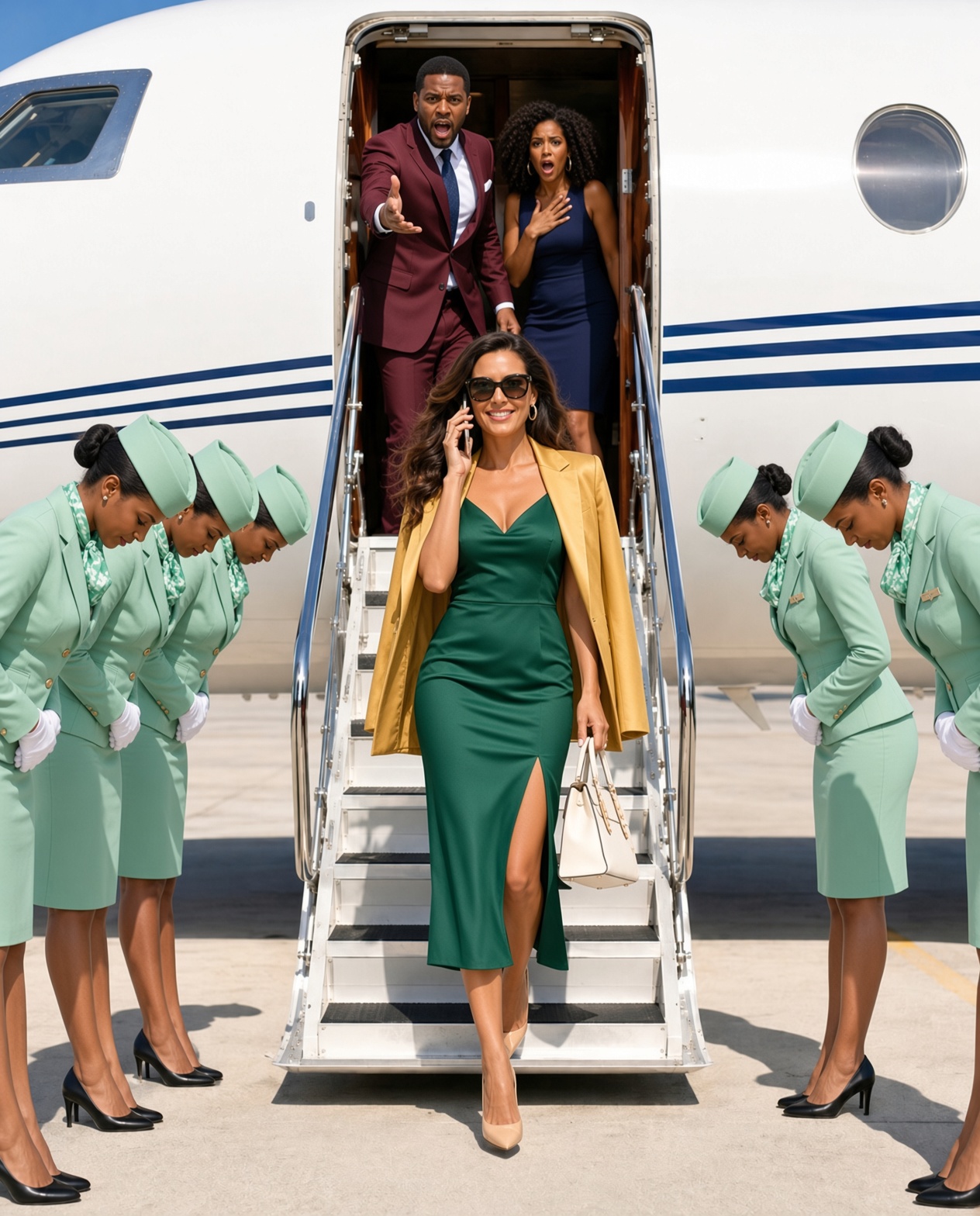 My CEO husband took the whole company on a private-jet trip. His secretary took my seat, and he let it happen. I smiled and got off. The crew bowed: “Ma’am, should we cancel the flight?” Seconds later, I made him lose face—and everything…