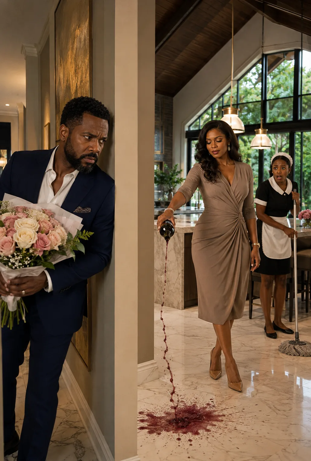 Three weeks before the wedding, he returned home early with flowers to surprise his fiancée. But before entering the kitchen, he saw her deliberately spill wine on the floor the maid had just cleaned. “Clean it up again,” she ordered.