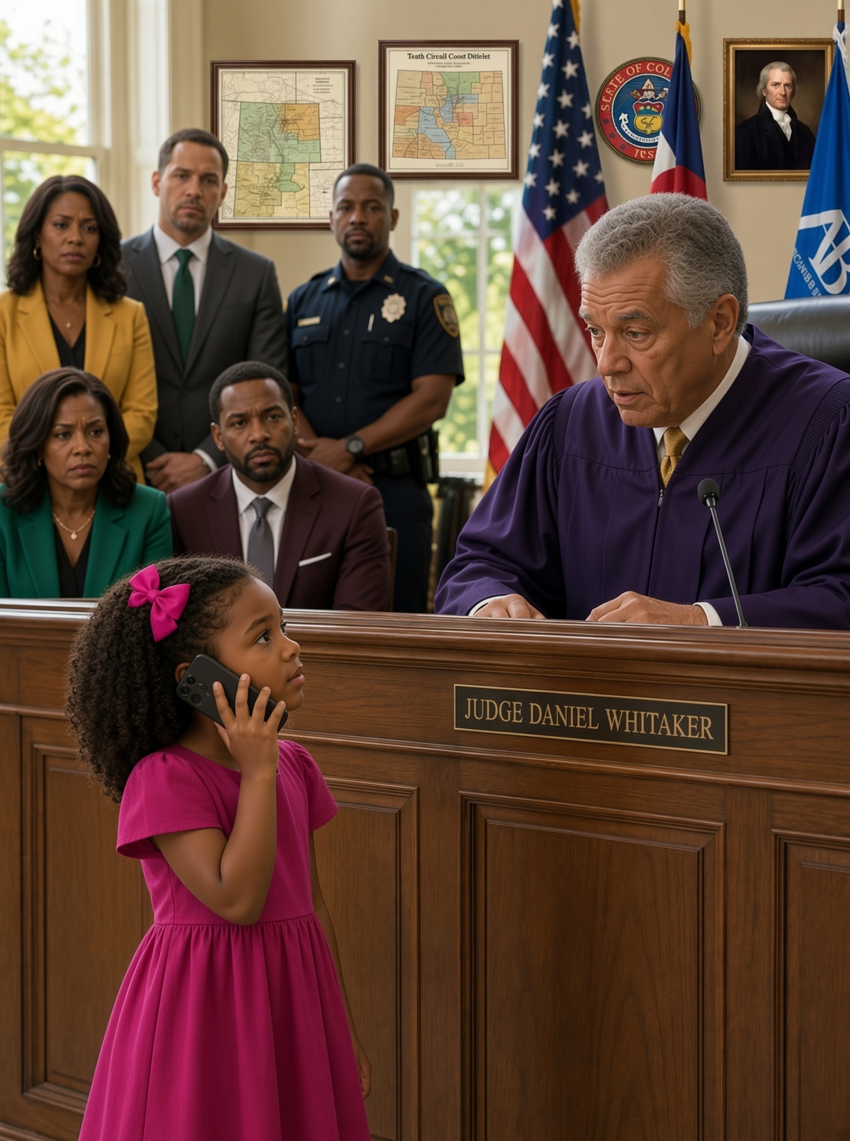 A 5-Year-Old Girl Surprised Everyone in Court When She Raised a Phone and Said, “I Need to Call Someone.” The Judge Let Her Continue—Until She Looked Directly at Him and Asked, “Are You Grandpa Everett?” and the Room Fell Silent.