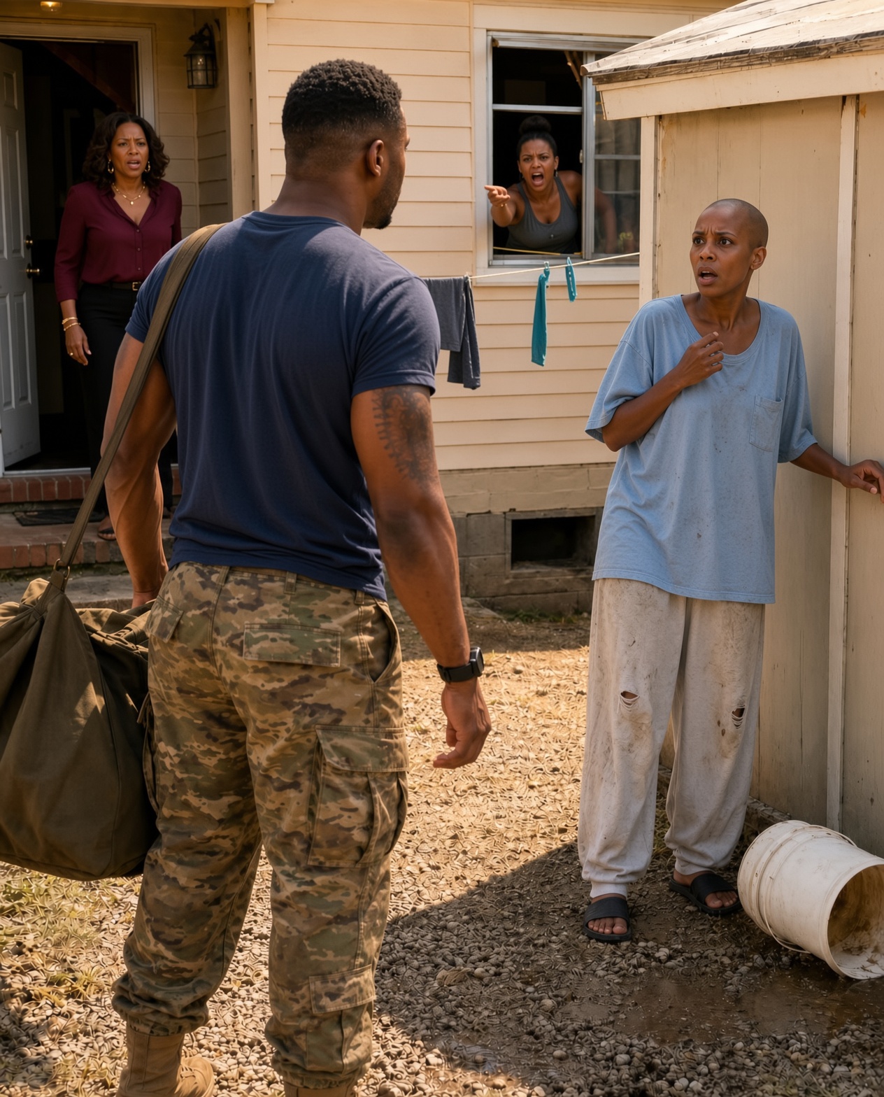 I Sent Nearly $90,000 Home While Serving Overseas — Then I Came Home Early and Found My Wife Sleeping in a Tool Shed With Her Head Shaved