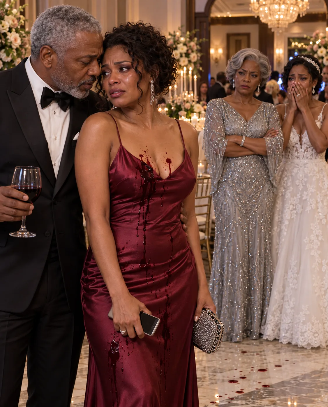 At my sister’s nearly $300,000 wedding, my father poured a glass of red wine all over my dress in front of nearly 300 guests and sneered, “Look at you. You always find a way to embarrass us.”
