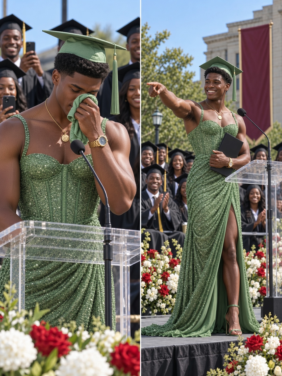 MY SON WORE HIS DEAD TWIN SISTER’S RED DRESS TO GRADUATION—THE CROWD LAUGHED UNTIL HE PULLED HER FINAL NOTE FROM THE POCKET