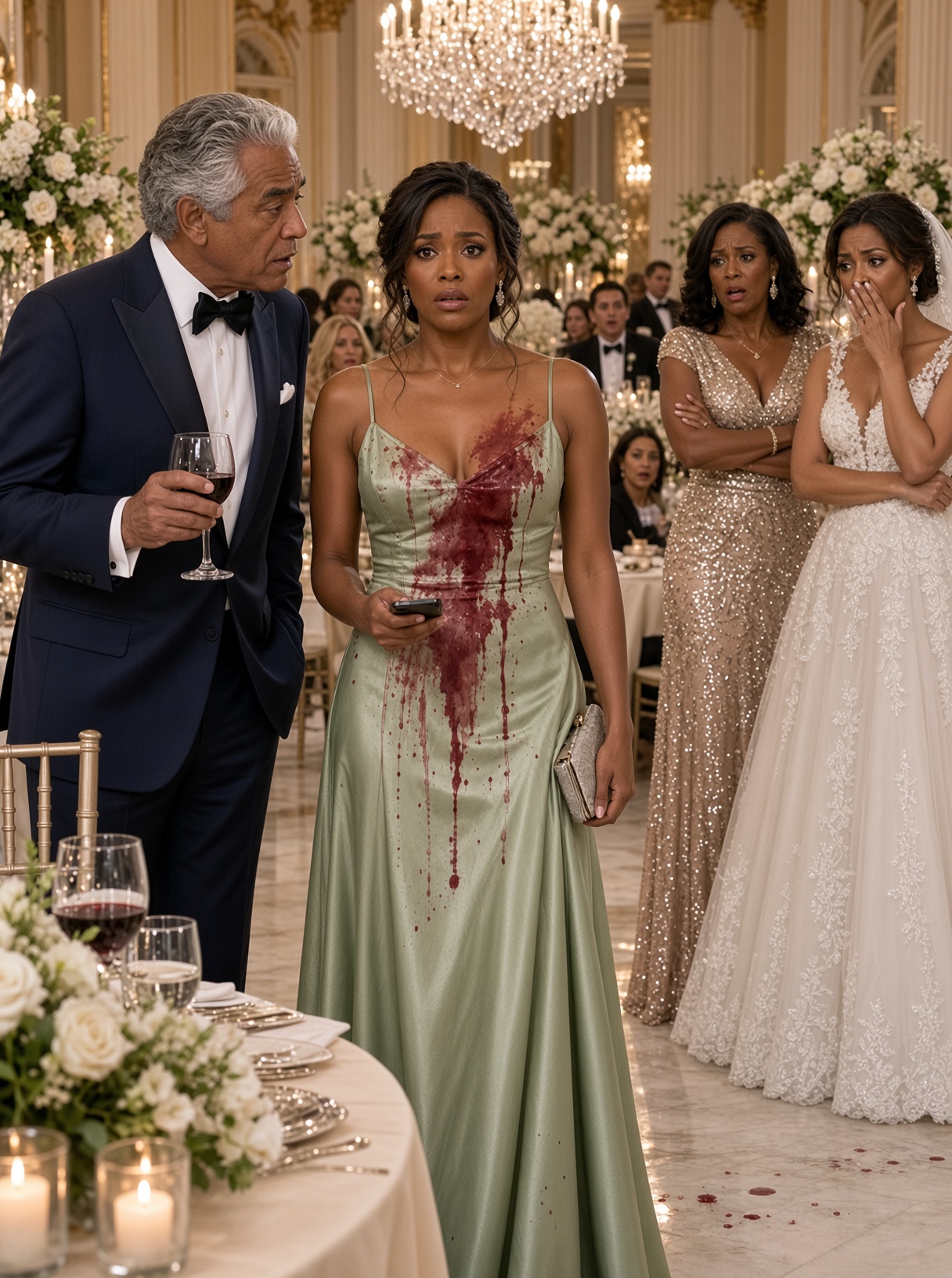 My Father Poured Red Wine Over Me at My Sister’s $300,000 Wedding and Called Me an Embarrassment—Then Four Security Men Entered, and He Went Silent When He Saw My Husband Walking Behind Them