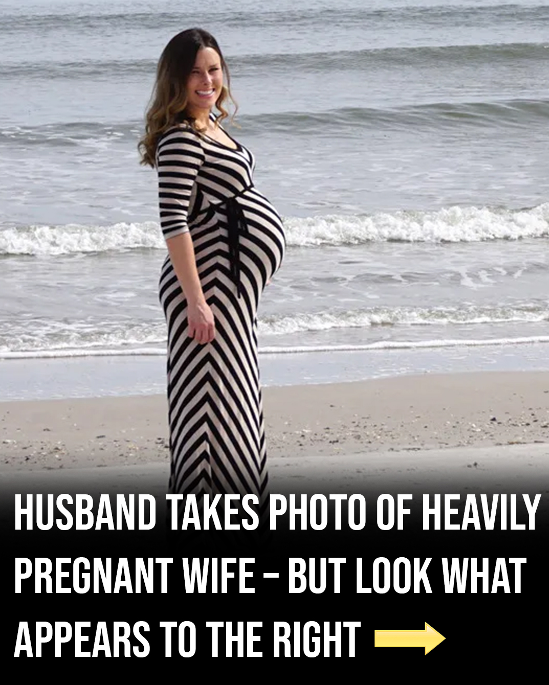 Husband takes photo of heavily pregnant wife – but look what appears to the right