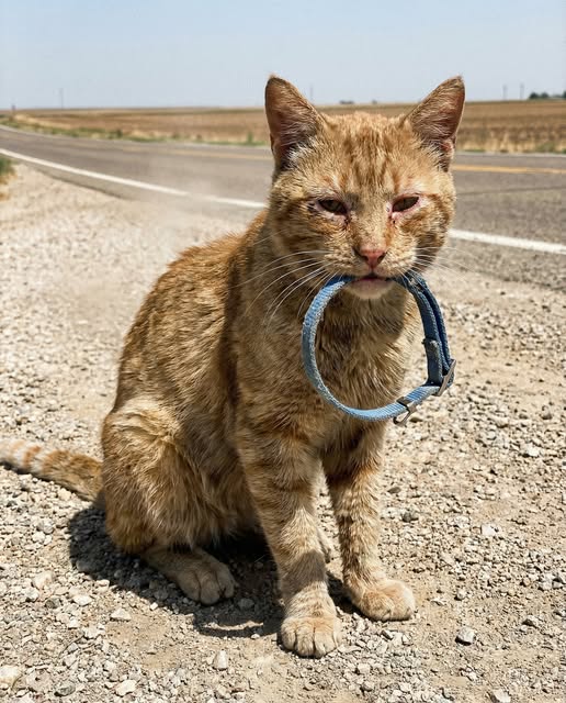 This cat waited 67 days on the shoulder of a highway. When they finally stopped, he was holding something in his mouth.