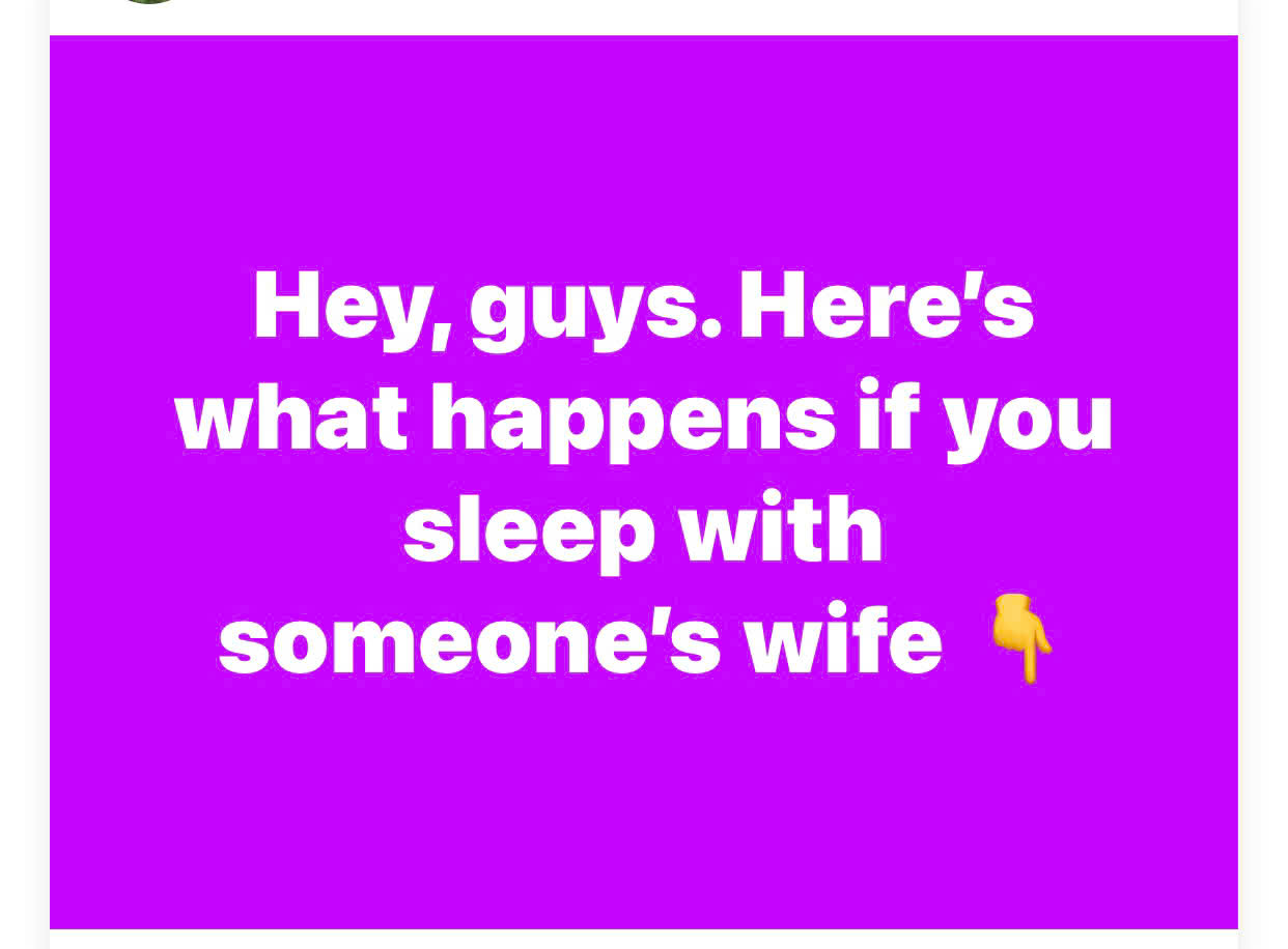 Hey, guys. Here’s what happens if you sleep with someone’s wife