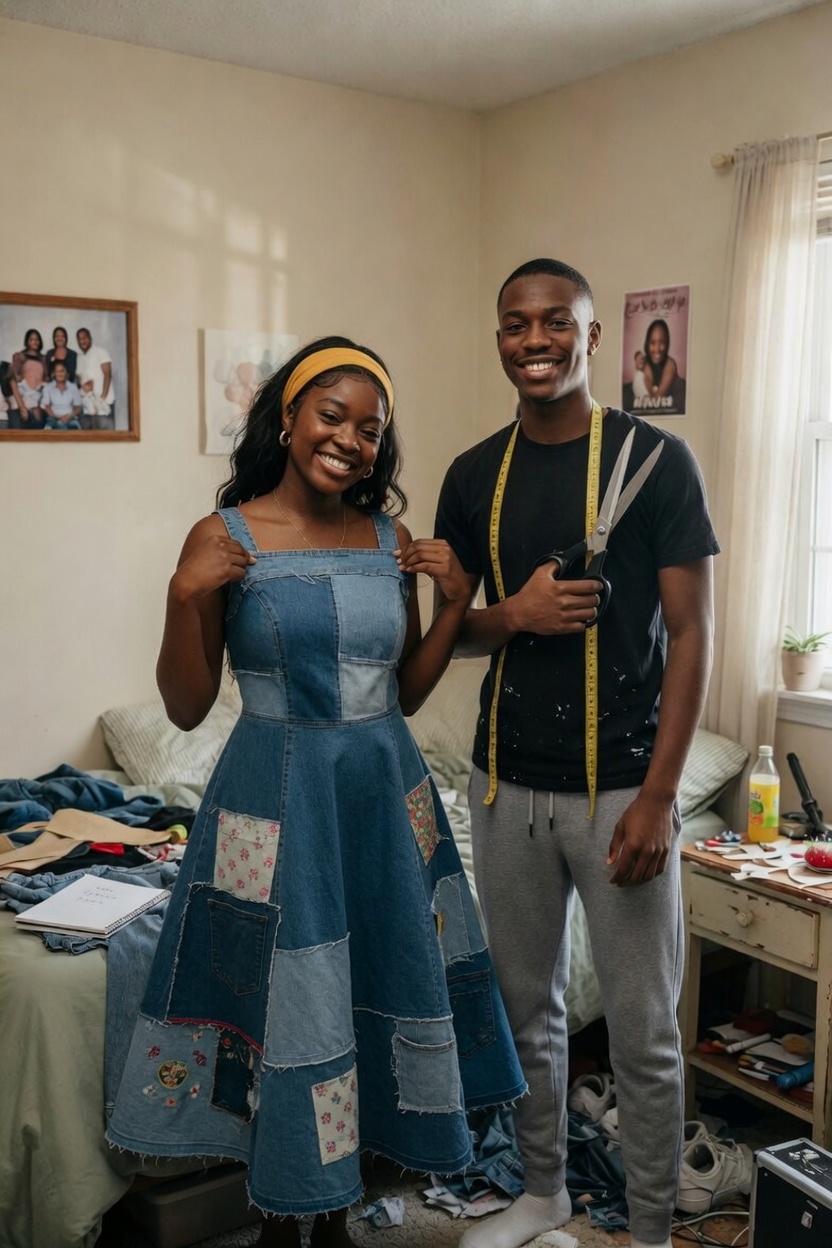 My Stepmom Laughed at the Prom Dress My Brother Sewed From Our Late Mom’s Jeans — By the End of the Night, the Whole School Knew the Truth