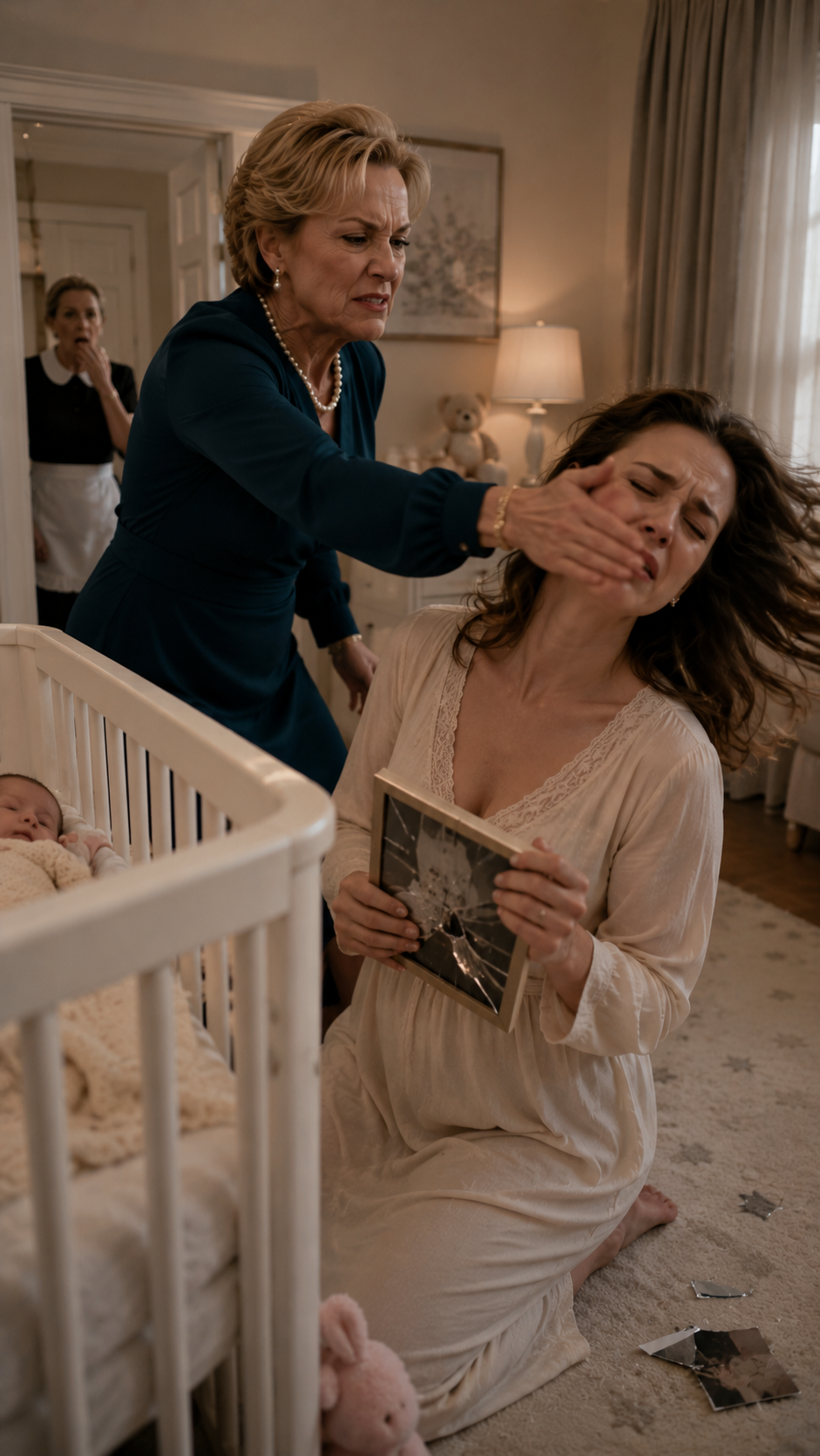 A CRUEL STEPMOTHER S HER DAUGHTER-IN-LAW BESIDE THE BABY CRIB… THEN REMINDED HER THAT IN THIS HOUSE, SHE WAS NOTHING WITHOUT HER HUSBAND.