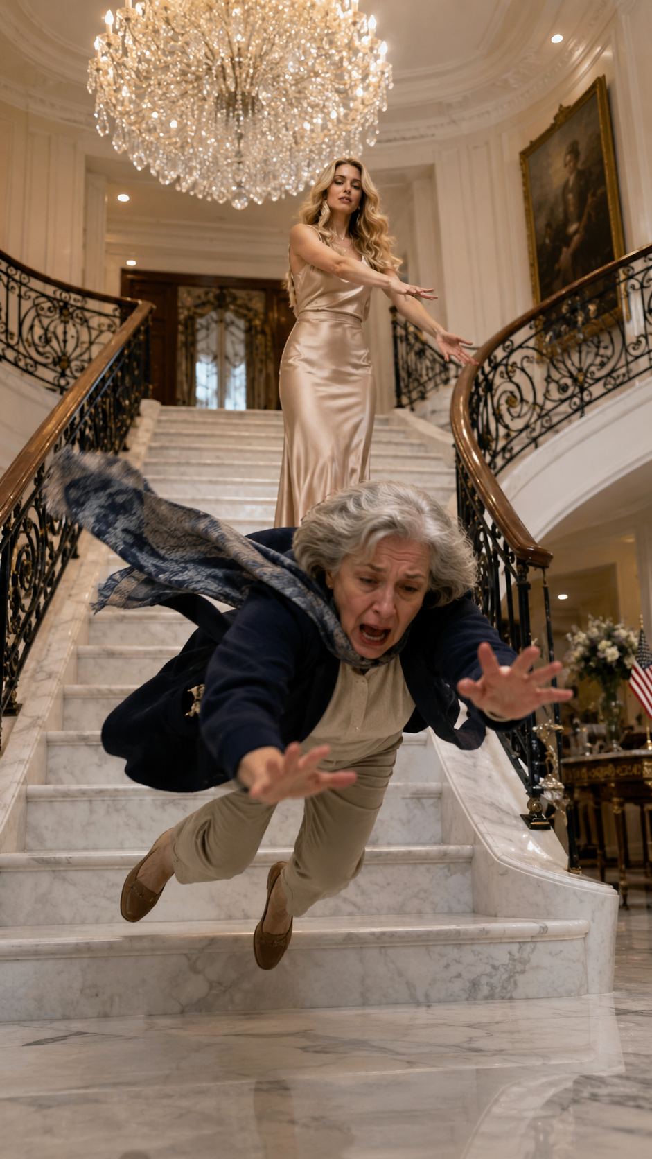 SHE SHOVED HIS MOTHER DOWN THE MANSION STAIRS—BUT SHE DIDN'T KNOW THE SECURITY TABLET WAS ABOUT TO EXPOSE EVERYTHING....