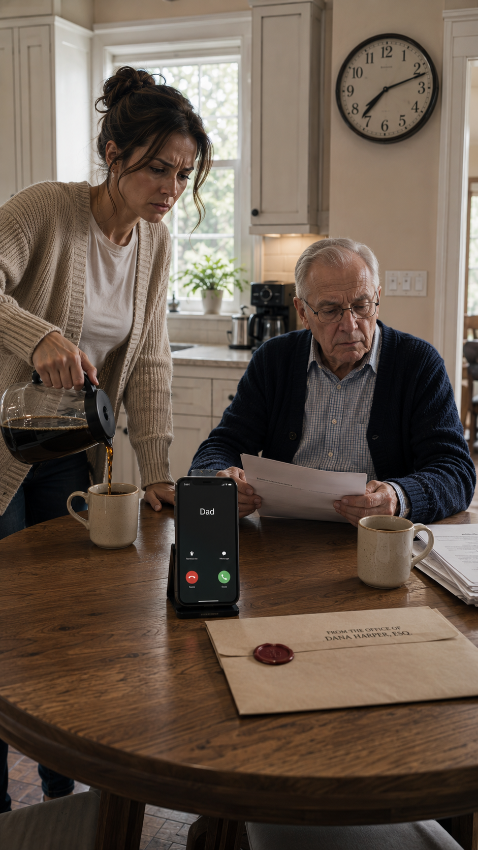 MY PHONE BUZZED AT 7:12 A.M. “GRANDPA D LAST NIGHT,” MY FATHER SAID COLDLY. “FUNERAL FRIDAY. HE LEFT US EVERYTHING. YOU GET NOTHING.” I HEARD MY MOTHER LAUGHING: “FINALLY, YOU’RE OUT.” I DIDN’T ARGUE—I PUT THE CALL ON SPEAKER. BECAUSE GRANDPA WAS SITTING BESIDE ME... ALIVE. HE HELD A SEALED ENVELOPE FROM THE ATTORNEY AND LISTENED WITHOUT SAYING A WORD. THEN HE LEANED TOWARD THE PHONE... BUT THE SECOND HE SAID ONE WORD...