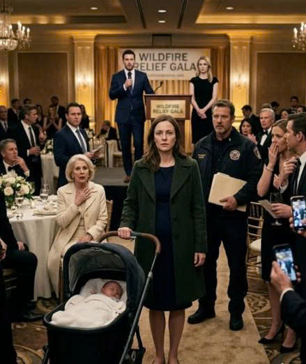 MY HUSBAND TOOK OUR ONLY CAR DURING A WILDFIRE EVACUATION, LEAVING ME SIX MONTHS PREGNANT IN A SMOKE-FILLED CABIN WHILE HE ESCAPED WITH HIS MOTHER AND MISTRESS. THREE MONTHS LATER, HE STOOD BENEATH BALLROOM LIGHTS COLLECTING DONATIONS AS A GRIEVING SURVIVOR AND CLAIMING HE HAD TRIED TO SAVE ME. THEN I ENTERED PUSHING THE STROLLER OF THE BABY HE ABANDONED—AND PLAYED THE EMERGENCY CALL, RESCUE REPORT, AND CHECKPOINT RECORD PROVING EXACTLY WHO WAS INSIDE HIS VEHICLE WHEN HE DROVE AWAY...
