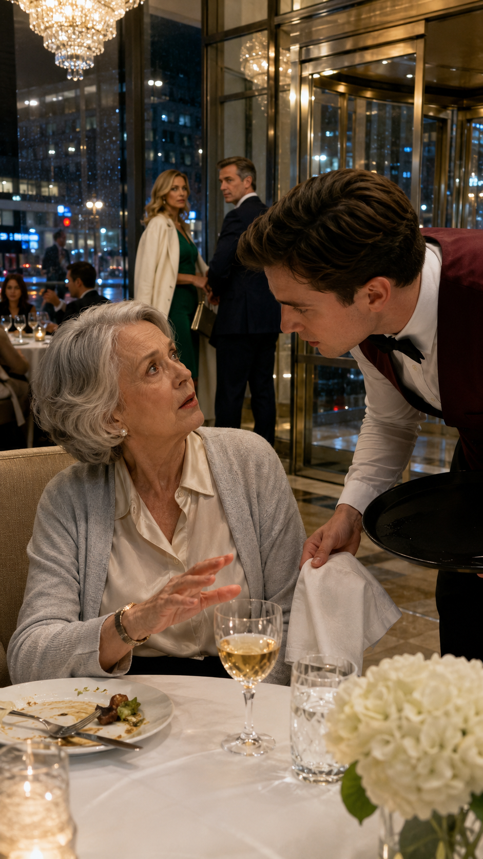I WAS HAVING DINNER WITH MY DAUGHTER AND HER HUSBAND AT A REFINED RESTAURANT. AFTER THEY LEFT, THE WAITER MOVED CLOSER, DROPPING HIS VOICE UNTIL IT WAS BARELY ABOVE A WHISPER. “MA’AM… PLEASE DON’T DRINK WHAT THEY ORDERED FOR YOU.