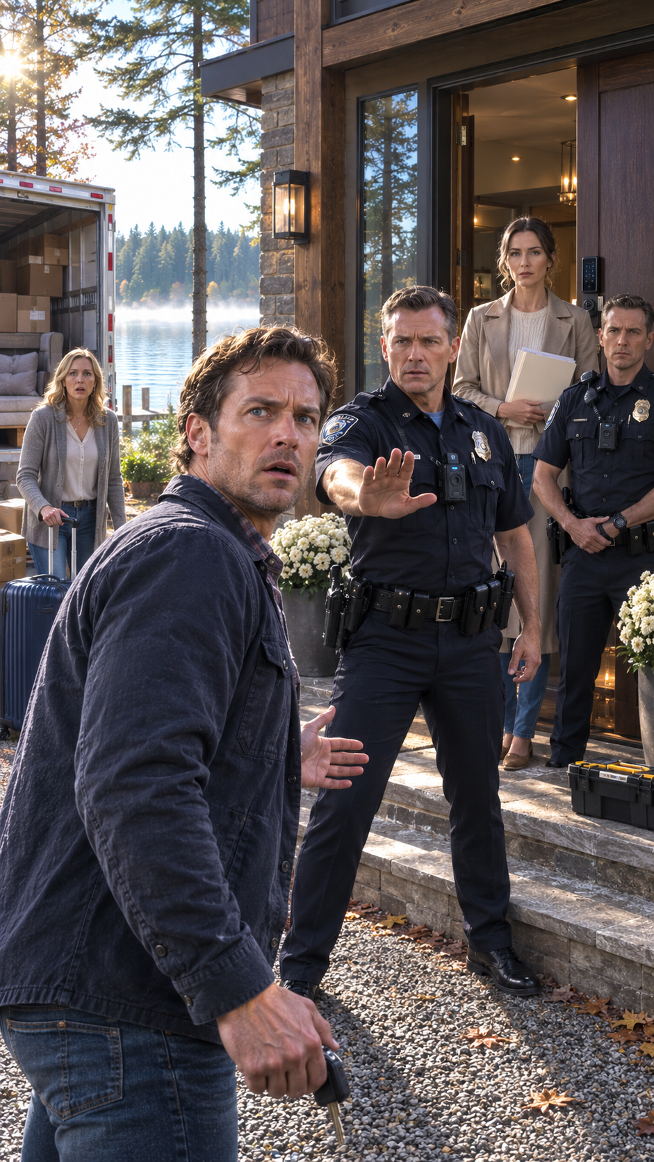 AFTER I PURCHASED MY DREAM LAKE HOUSE SO I COULD RECOVER IN PEACE, MY BROTHER CALLED AND ANNOUNCED THAT HE WAS MOVING IN BECAUSE DAD HAD APPROVED IT—BUT BY THE NEXT MORNING, THE LOCKS WERE REPLACED AND TWO POLICE OFFICERS WERE WAITING...