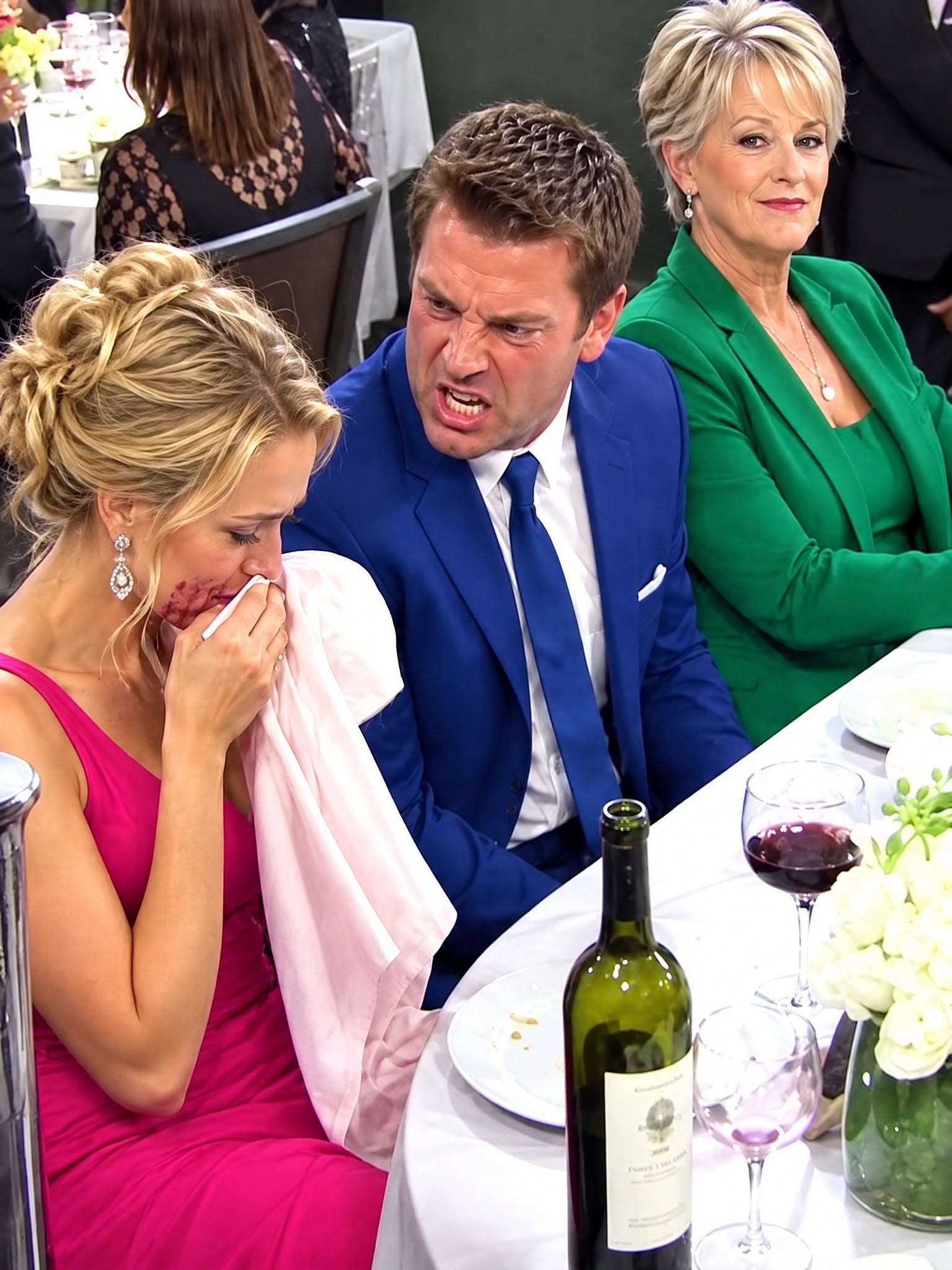 When I refused to cover the bill at an expensive restaurant, my husband threw wine in my face while his mother sat there smirking. The entire room went silent as he leaned toward me and threatened, “Pay the bill, or this marriage is over tonight!” I calmly wiped my face, reached into my handbag,... and called 112. Minutes later, guards had surrounded our table, and my husband was beginning to realize he had made a very serious mistake...