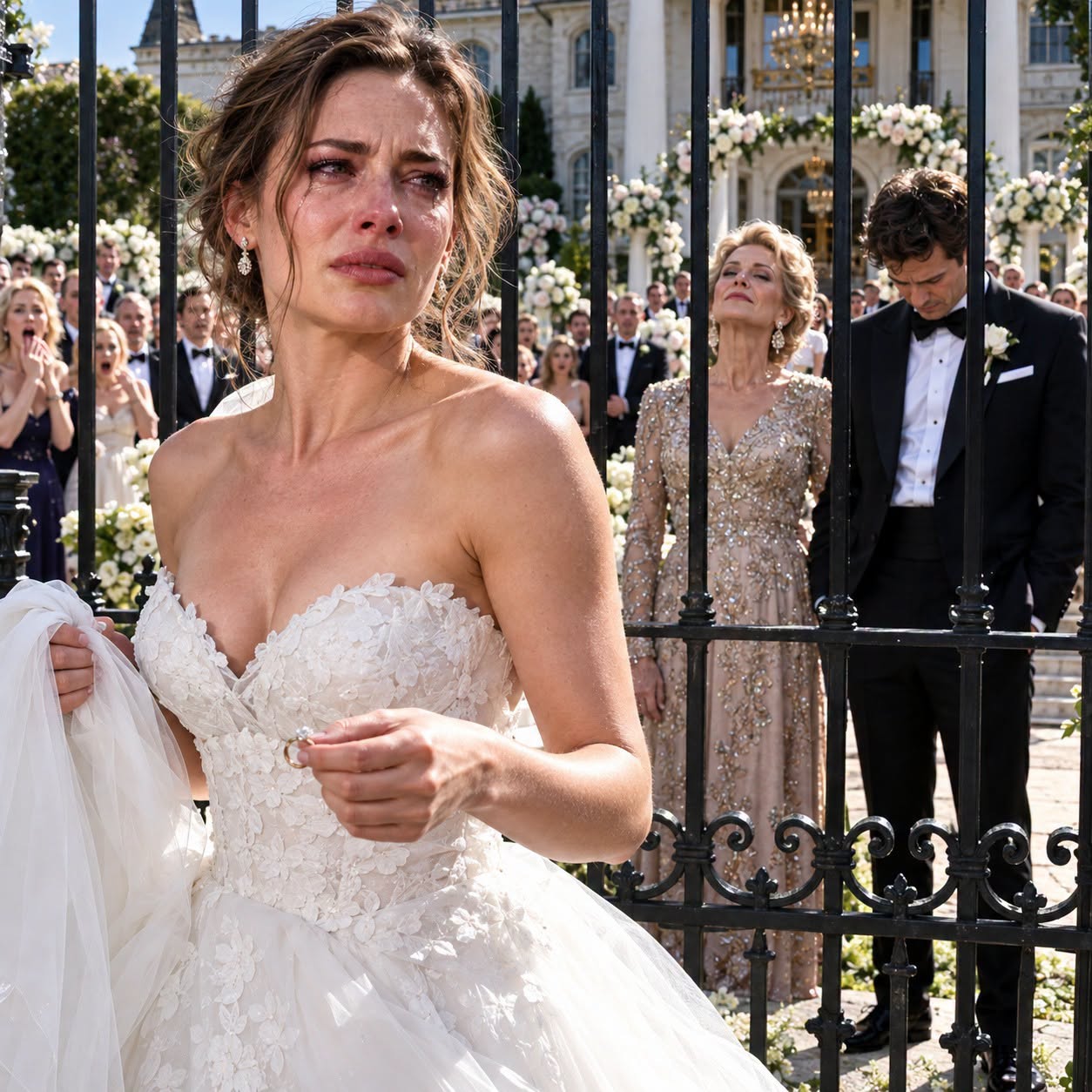 After my mother-in-law locked the main gate on our wedding day and announced to everyone, "You will stand out there for three hours to learn humility," my fiancé lowered his head and told me to do as she said. I didn't argue with him. I took off my veil, called off the entire wedding, and walked away. The very next morning, I returned with two moving trucks and a file folder filled with invoices totaling over $1.5 million.