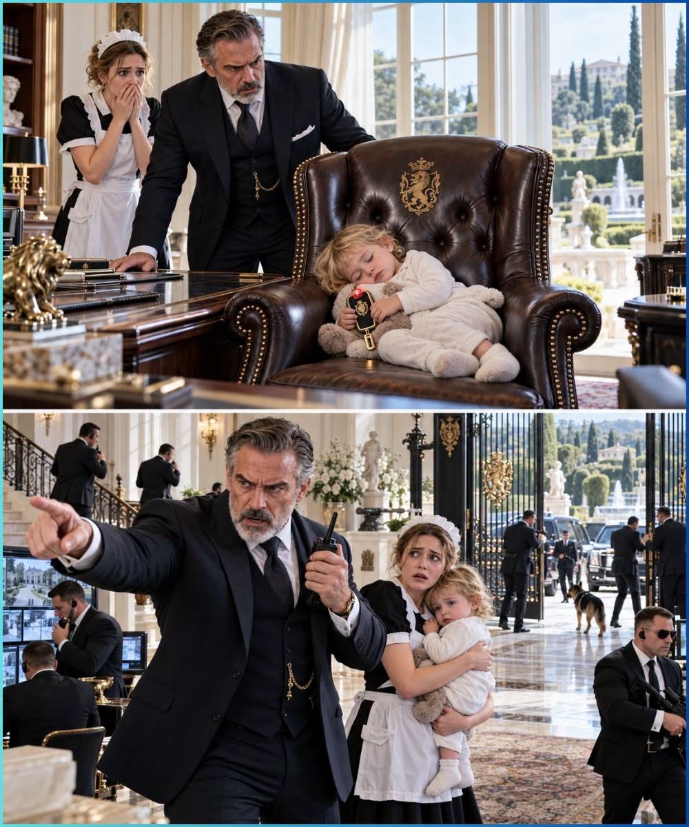The mafia boss found his maid’s toddler asleep in his chair, but what she held made him lock the entire estate down