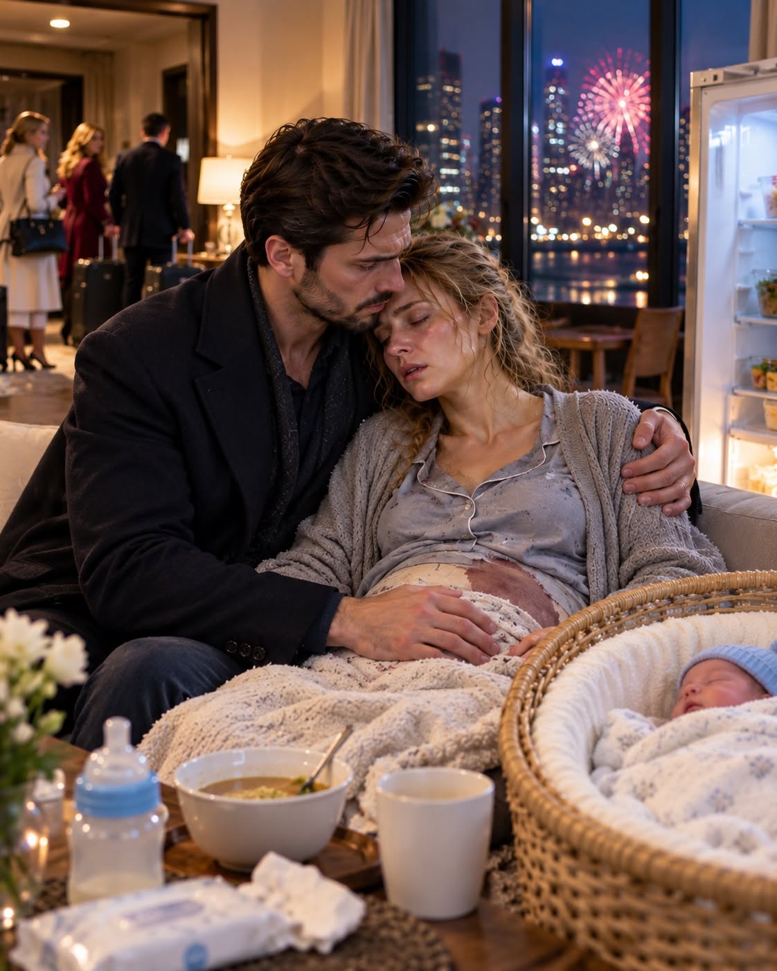 I came home early on New Year’s Eve, planning to surprise my wife and finally hold our newborn son. Instead, I found Maya barely conscious just eleven days after major surgery, weak from hunger and desperately trying to keep our freezing baby warm inside an almost empty apartment.